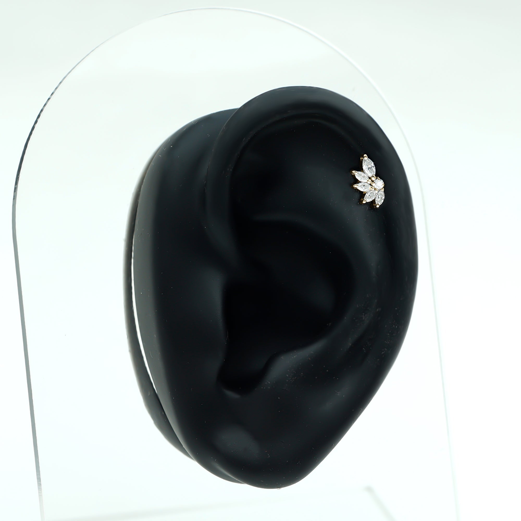Marquise and Round Cut Moissanite Earring for Cartilage Piercing