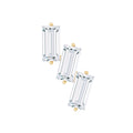 Baguette Cut Moissanite 3 Stone Earring for Helix Piercing