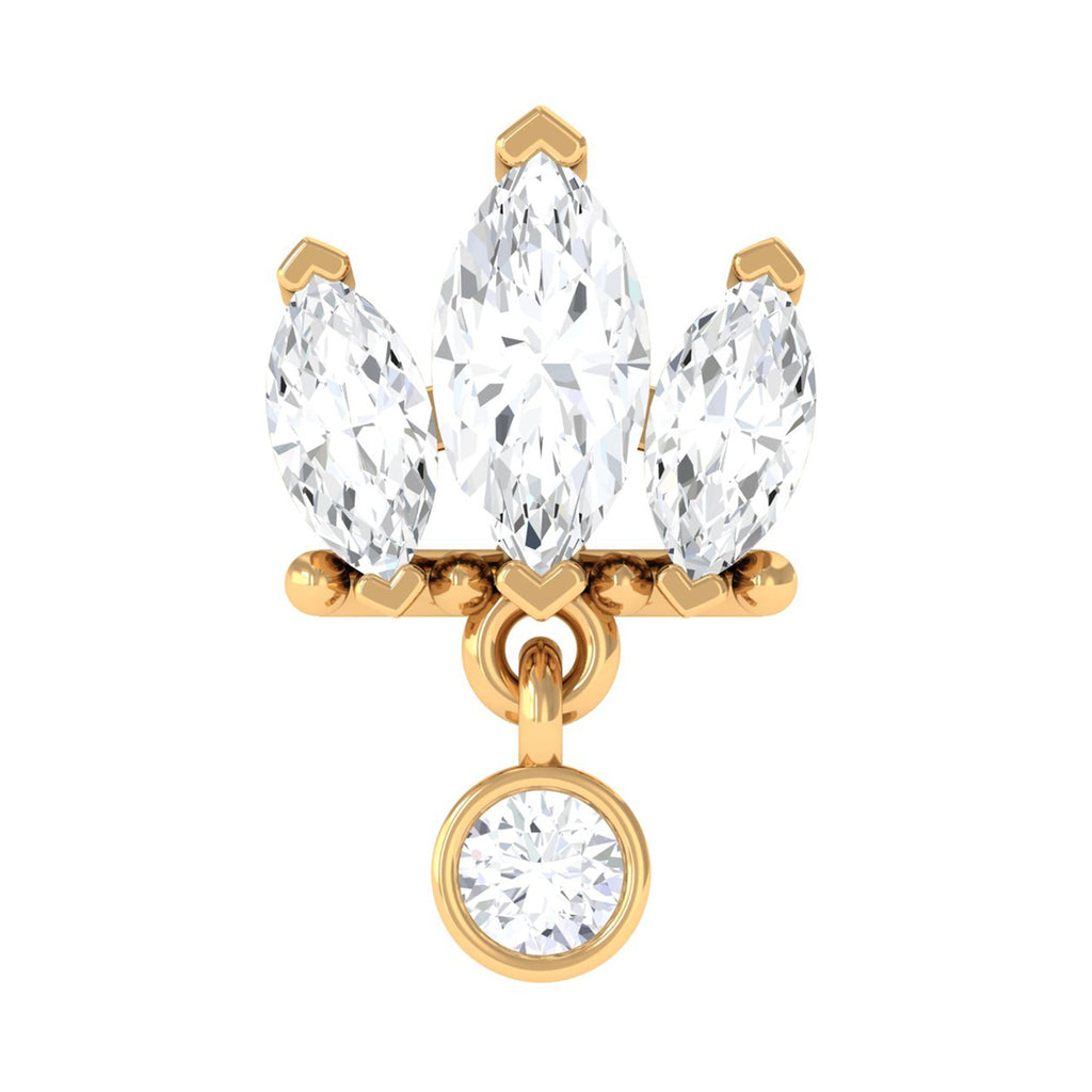 Marquise Moissanite Stud Drop Earring for Helix Piercing