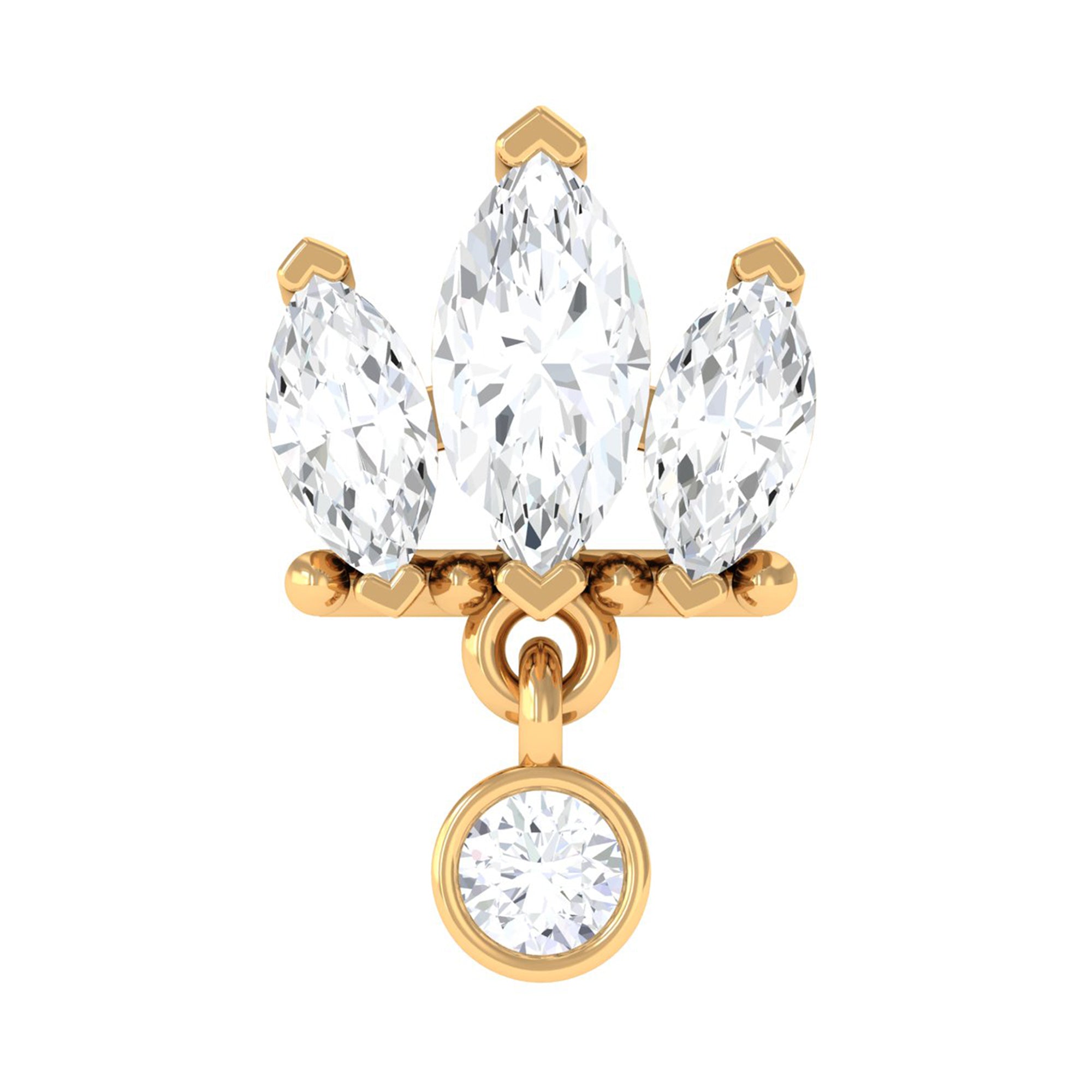 Marquise Moissanite Stud Drop Earring for Helix Piercing