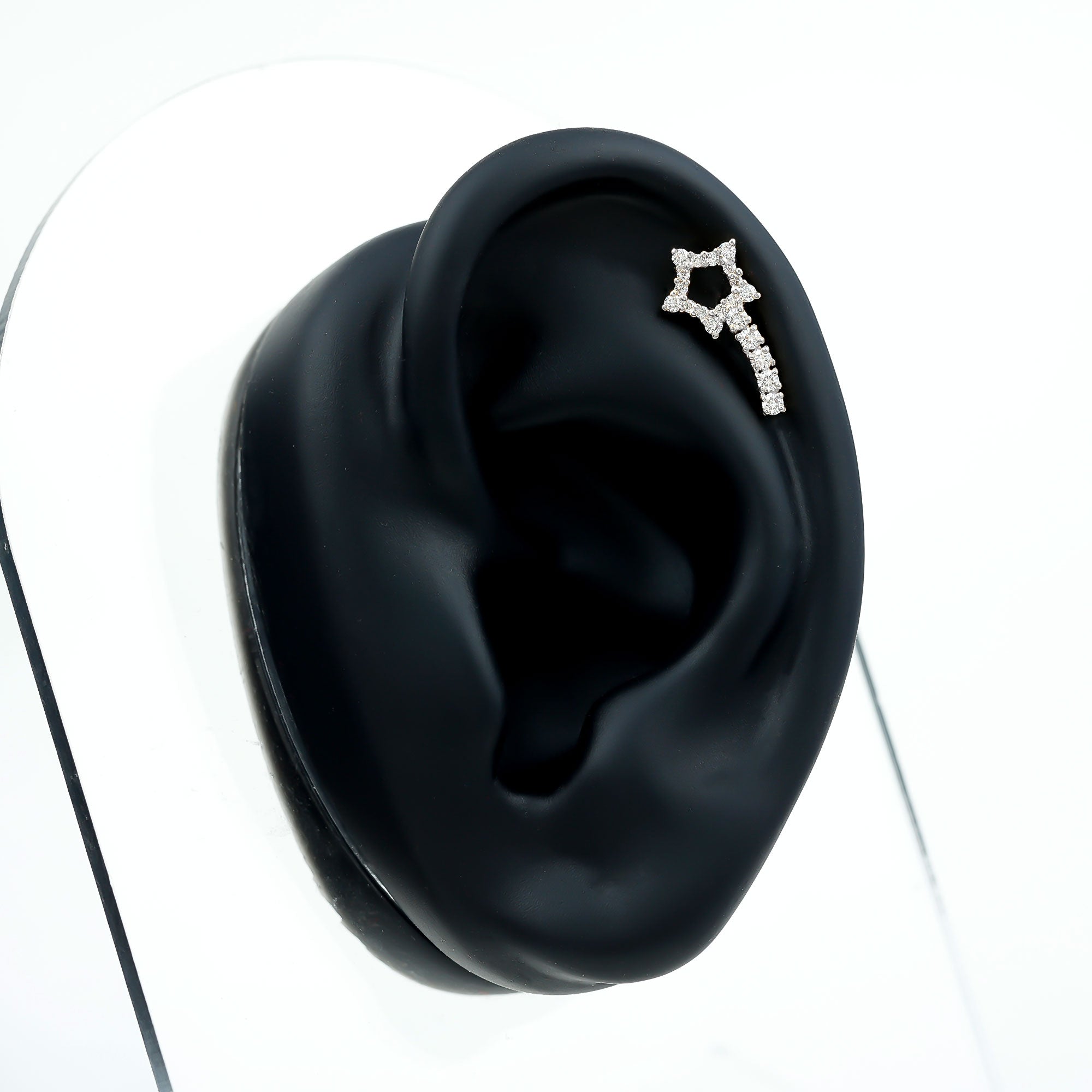 Certified Moissanite Shooting Star Cartilage Earring