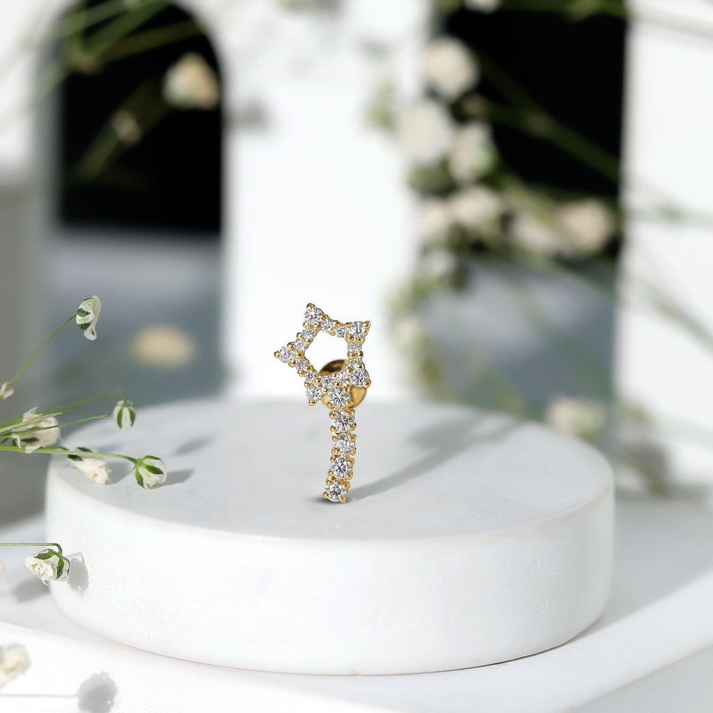 Certified Moissanite Shooting Star Cartilage Earring