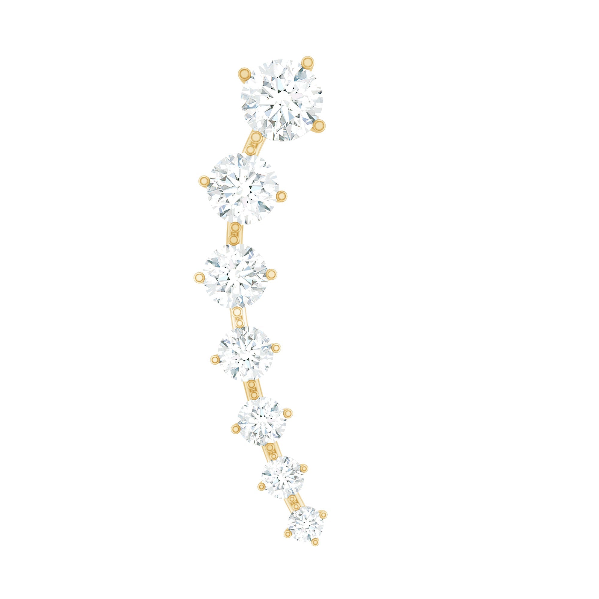 Graduated Style Moissanite Ear Crawler Earring for Helix Piercing