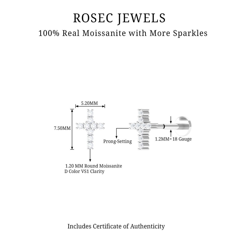 Minimalist Moissanite Cross Cartilage Earring