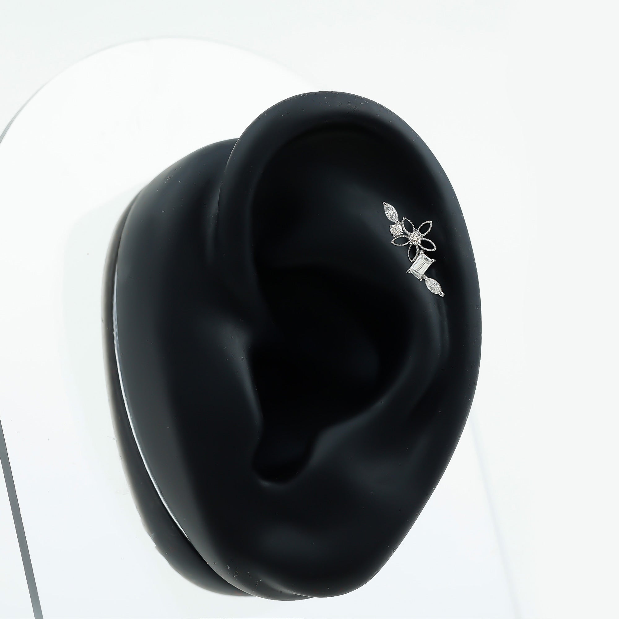 Unique Moissanite Flower Crawler Cartilage Earring