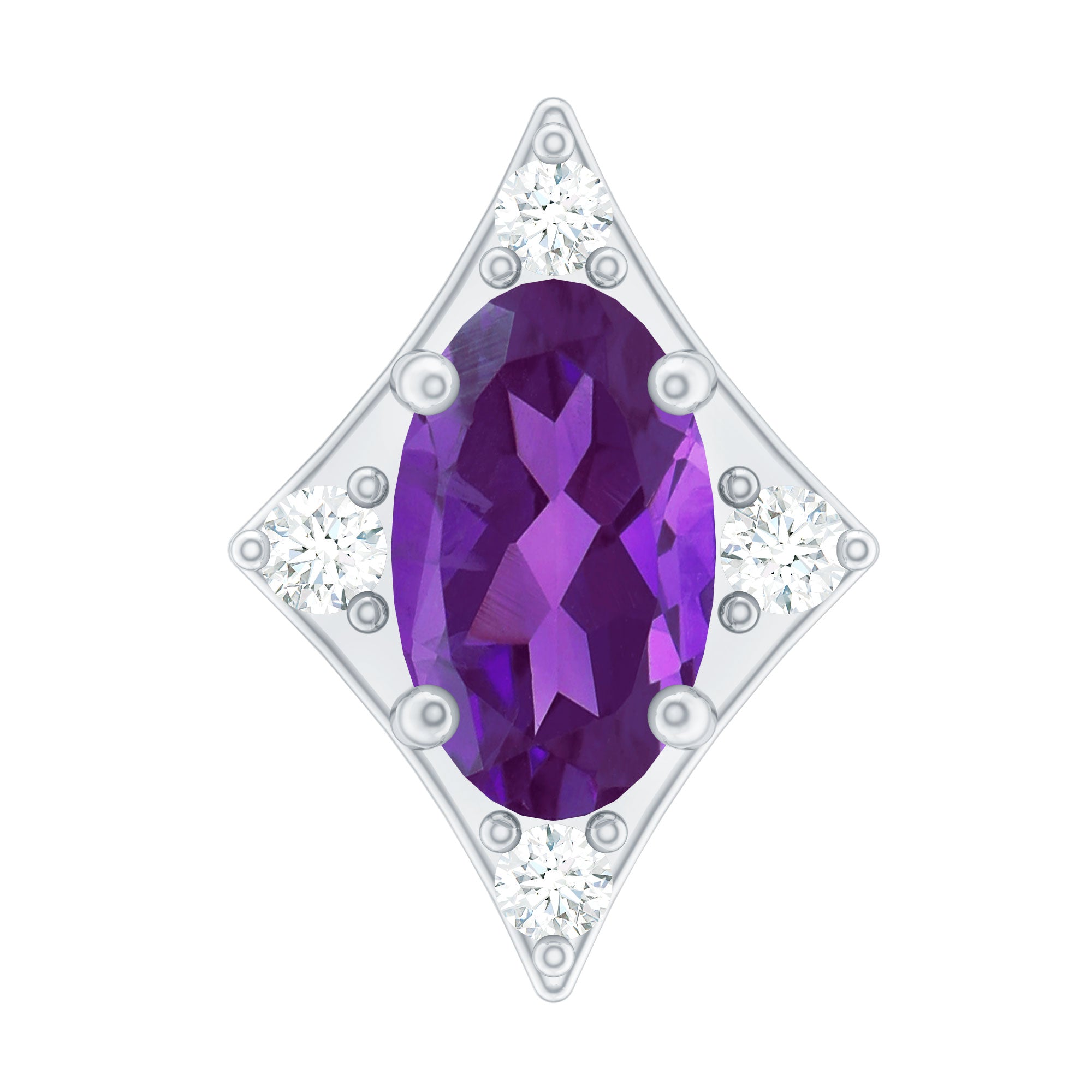 Oval Natural Amethyst Tragus Earring with Lab Grown Diamond