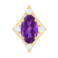 Oval Natural Amethyst Tragus Earring with Lab Grown Diamond