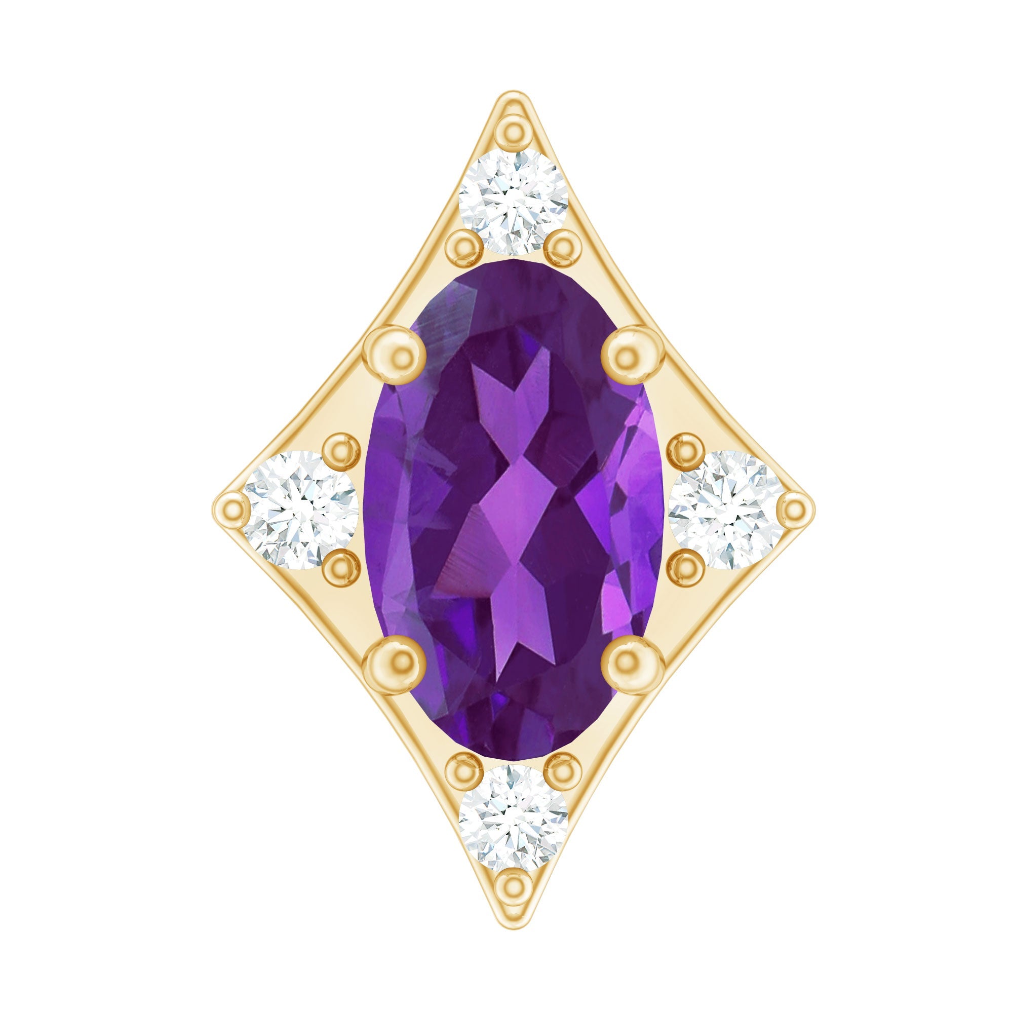 Oval Natural Amethyst Tragus Earring with Lab Grown Diamond