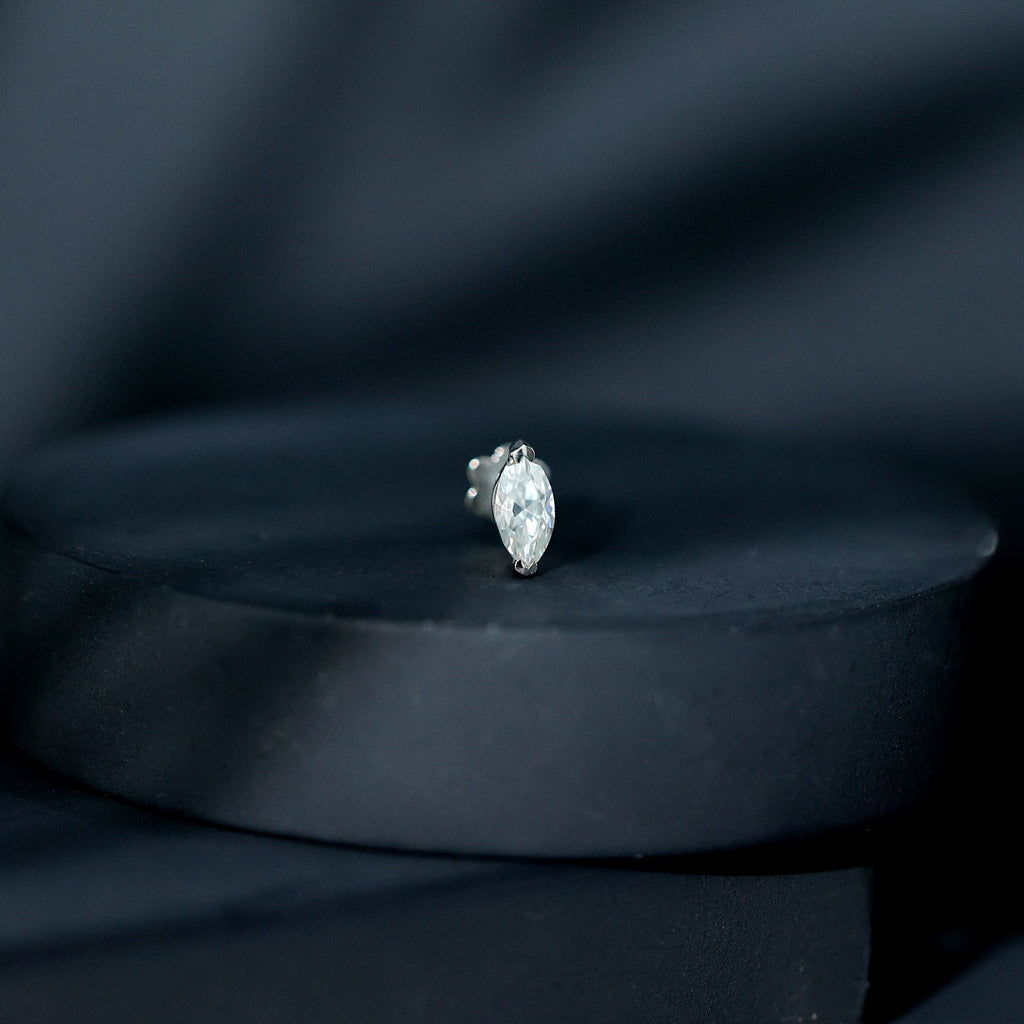 Minimalist Marquise Moissanite Tragus Earring