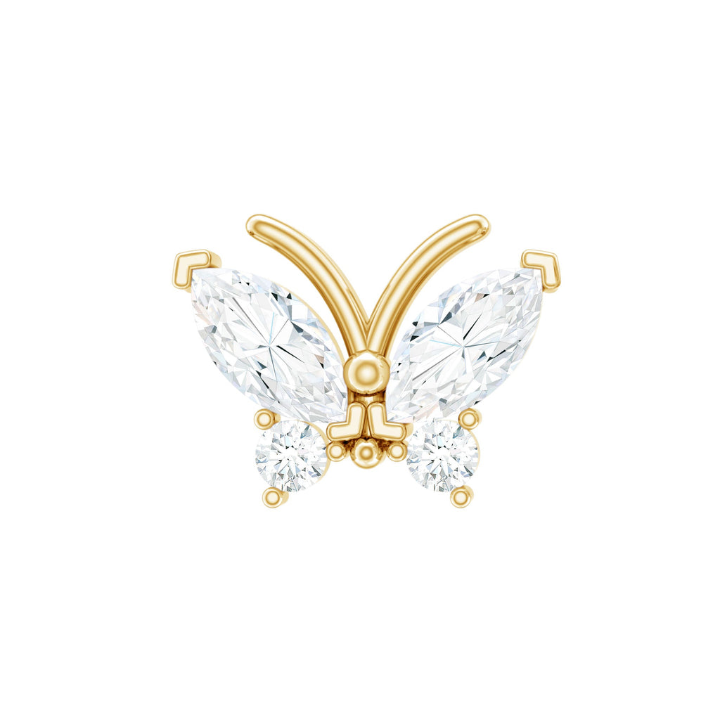 Natural Diamond Butterfly Earring for Helix Piercing