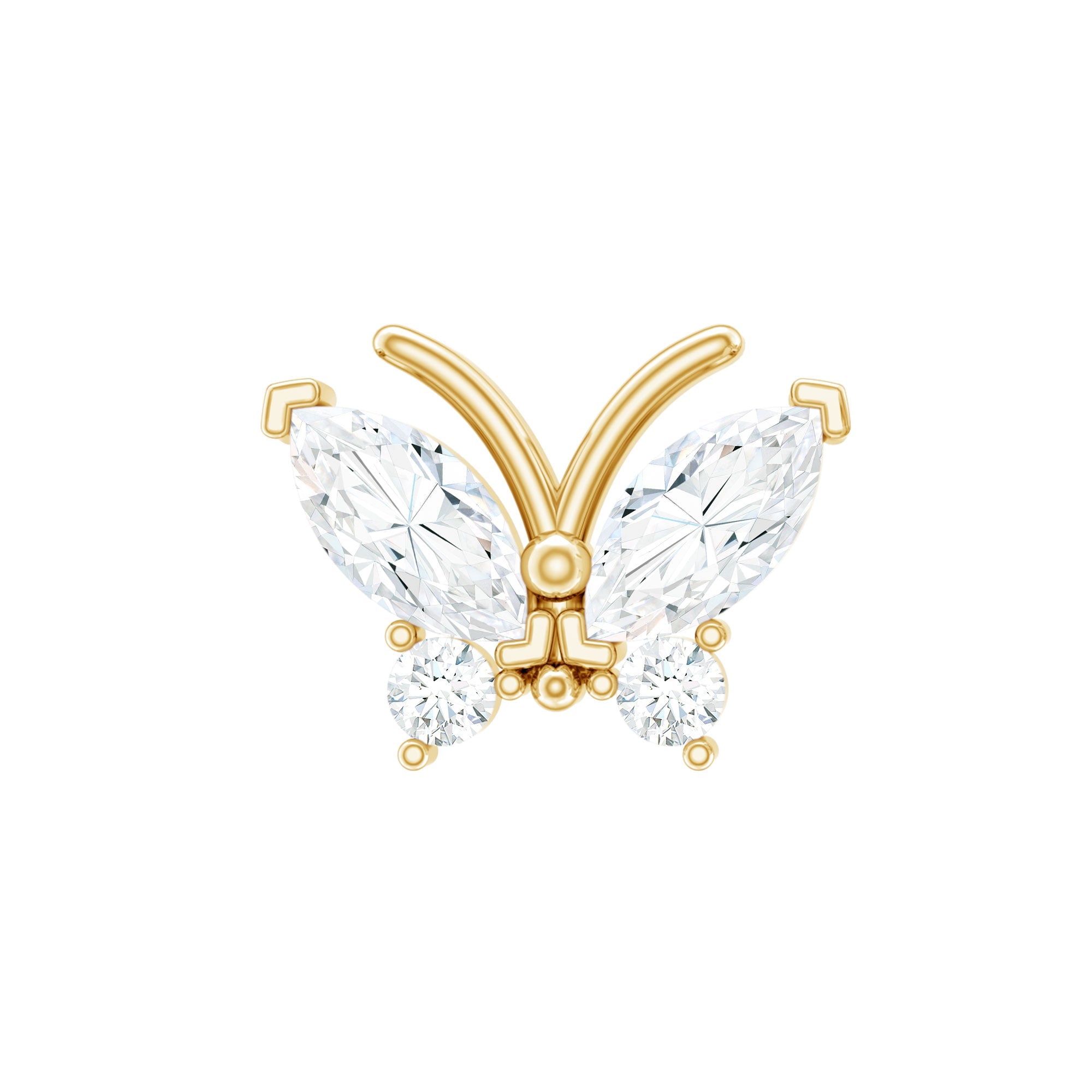 Natural Diamond Butterfly Earring for Helix Piercing