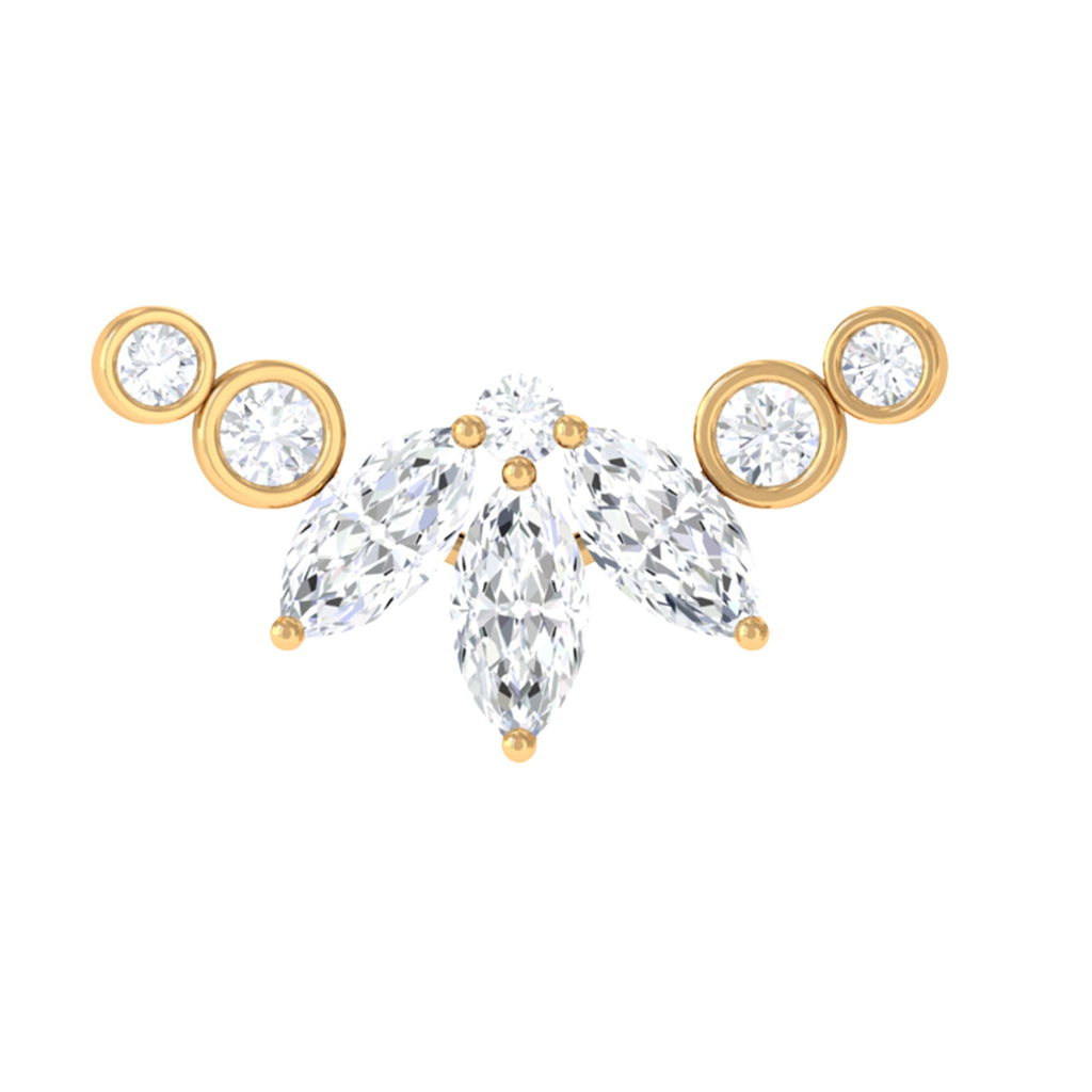 Marquise Moissanite Curved Crawler Earring for Helix Piercing
