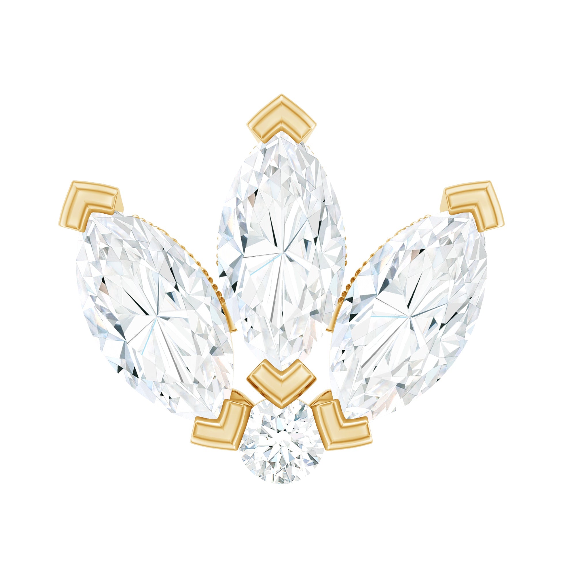 Certified Marquise Moissanite Lotus Flower Earring for Helix Piercing