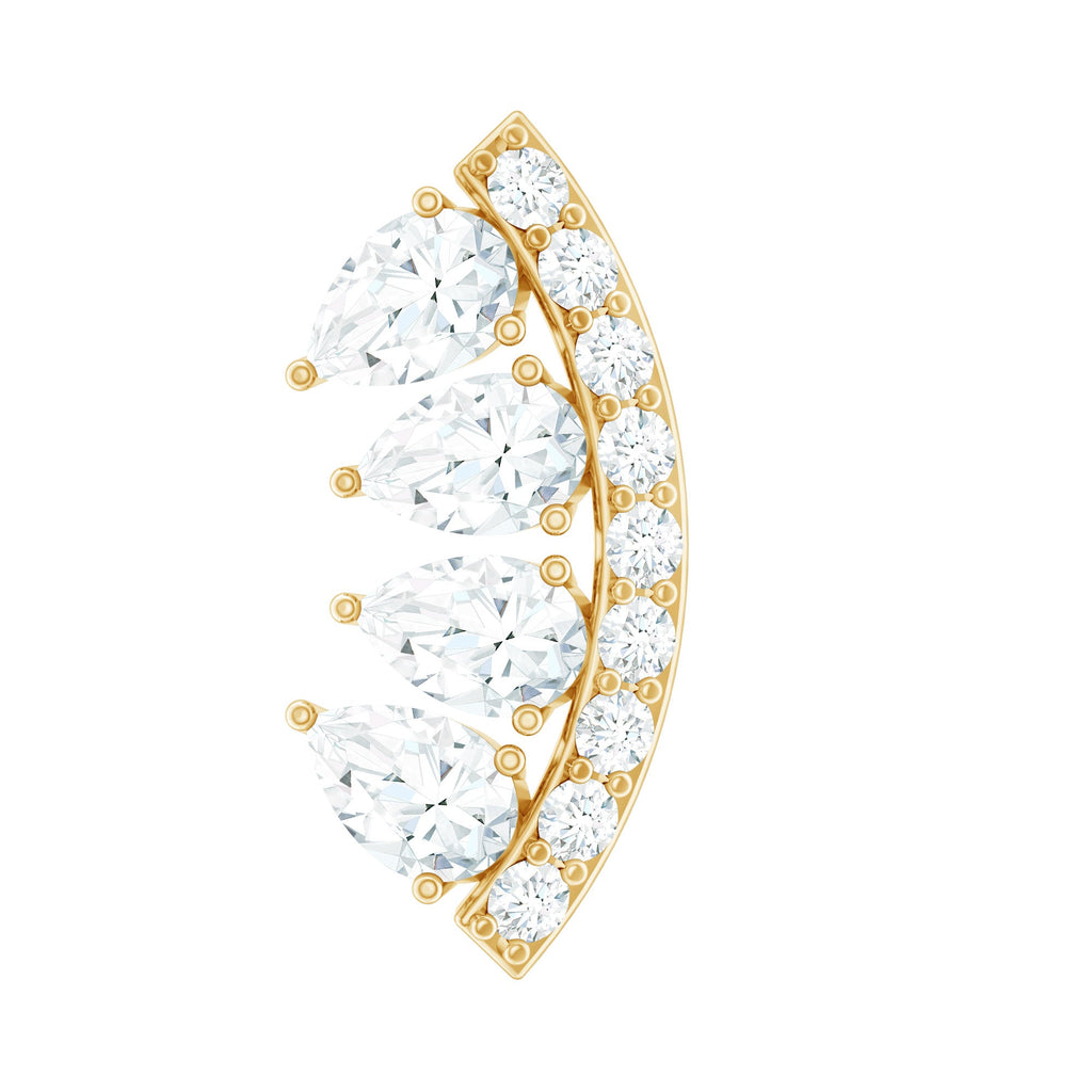 Pear and Round Moissanite Curved Cartilage Earring