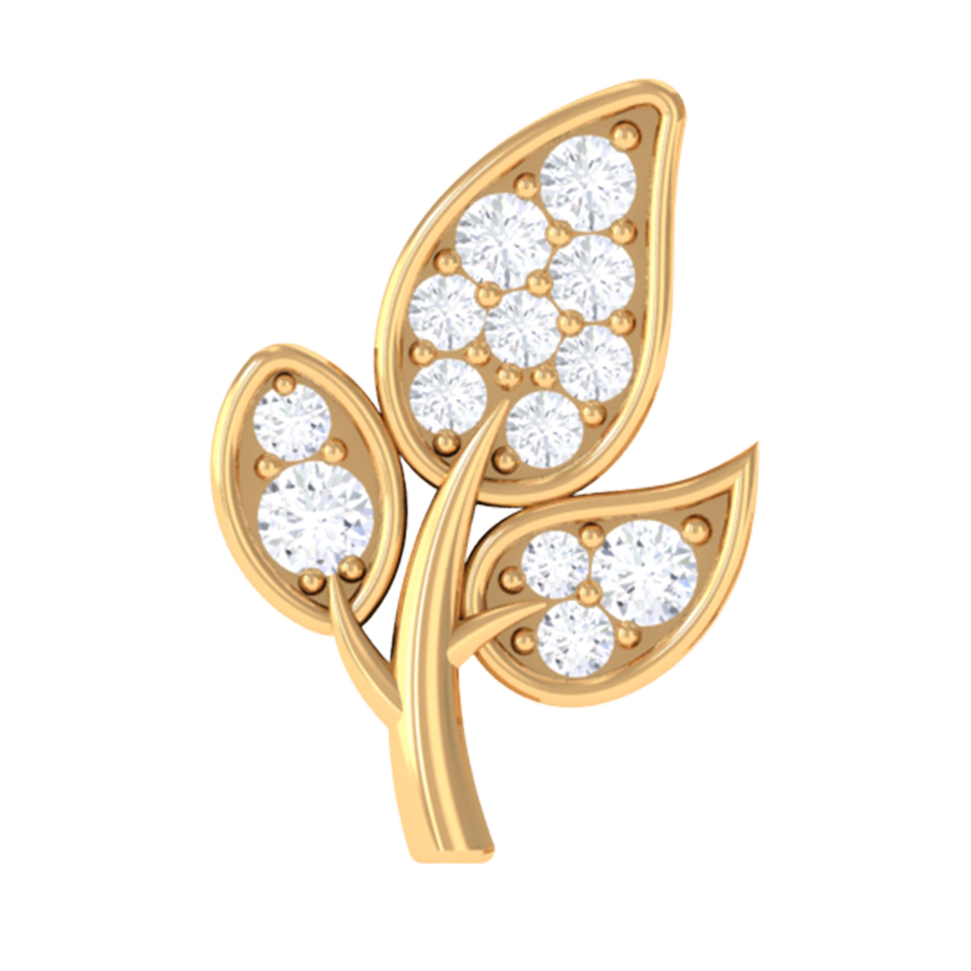 Dainty Moissanite Leaf Earring for Cartilage Piercing