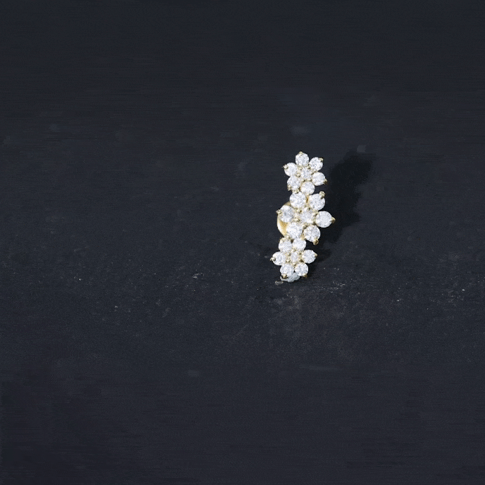 Certified Moissanite Flower Ear Climber Earring
