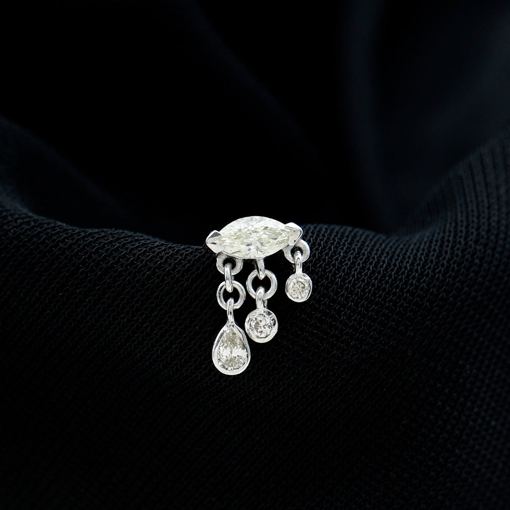 Marquise Diamond Drop Earring for Helix Piercing