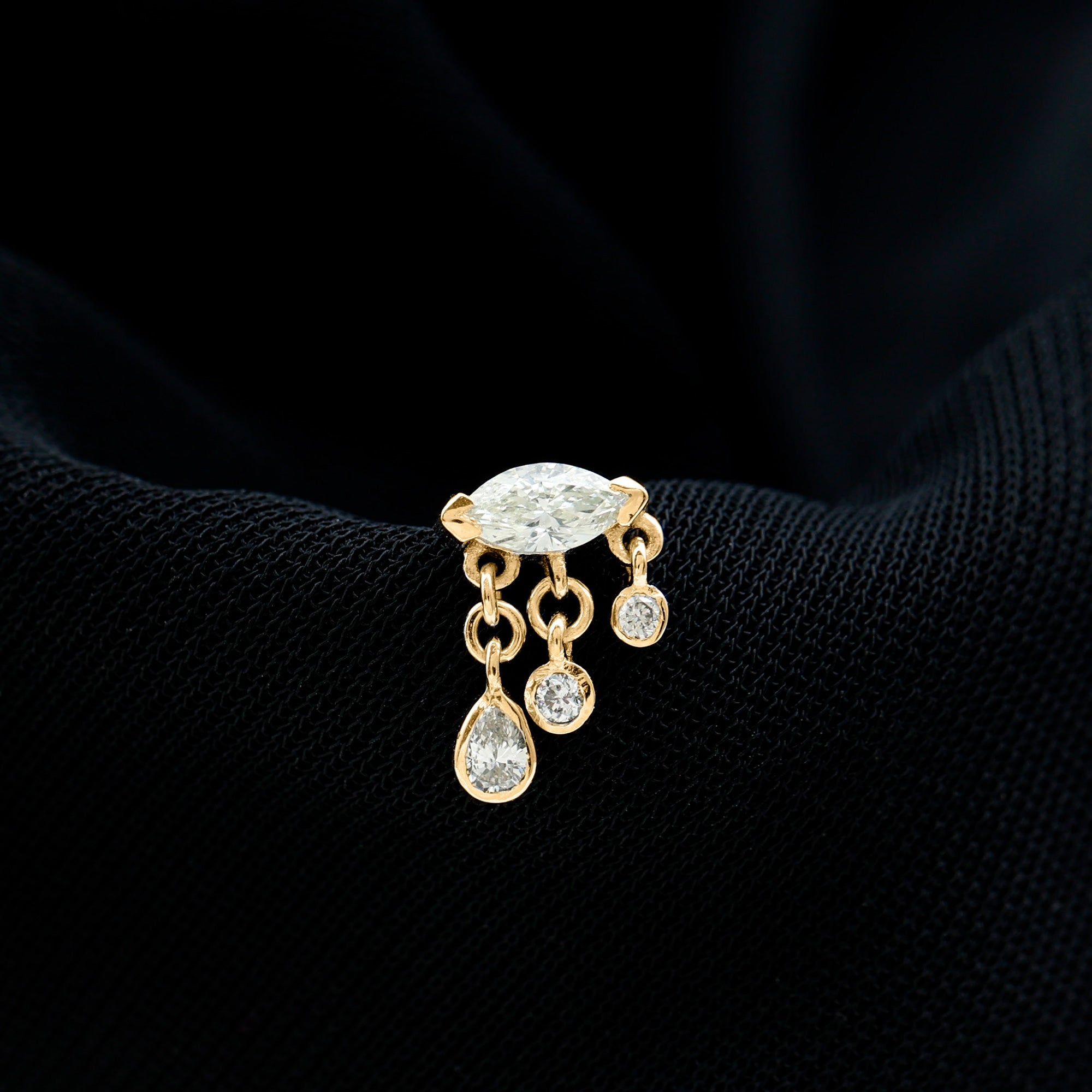Marquise Diamond Drop Earring for Helix Piercing
