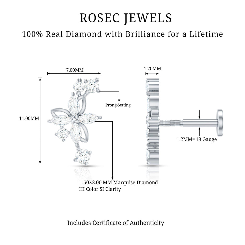 Diamond Flower Crawler Earring