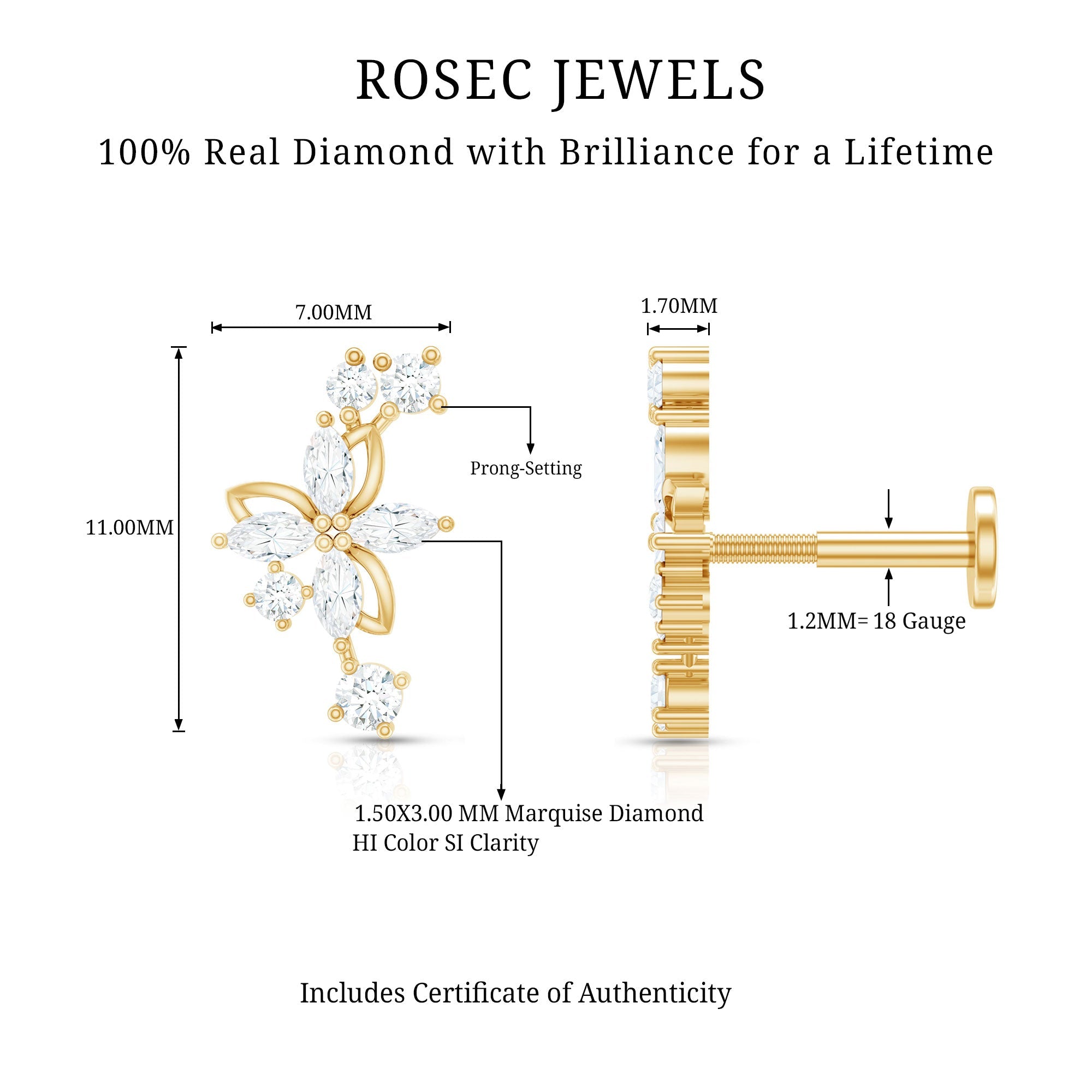 Diamond Flower Crawler Earring
