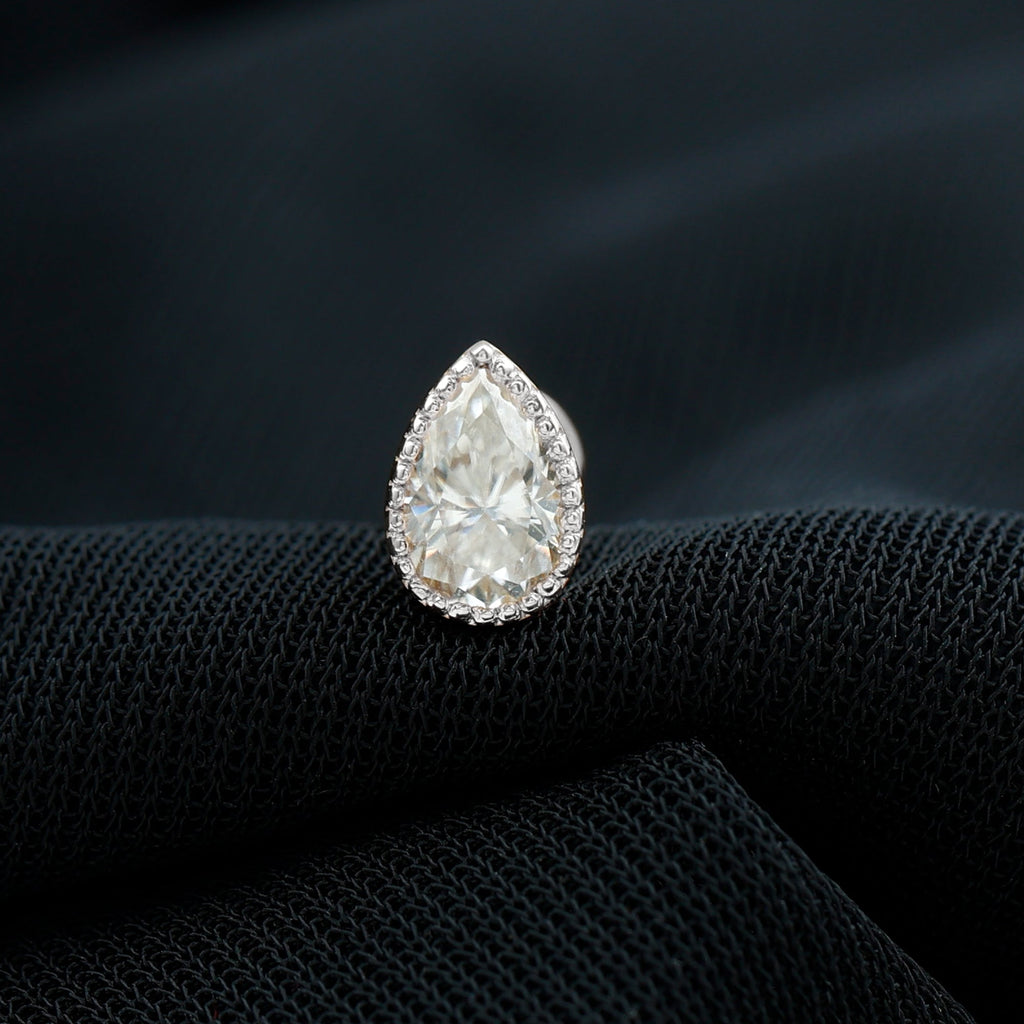 Solitaire Diamond Teardrop Stud Earring for Helix Piercing