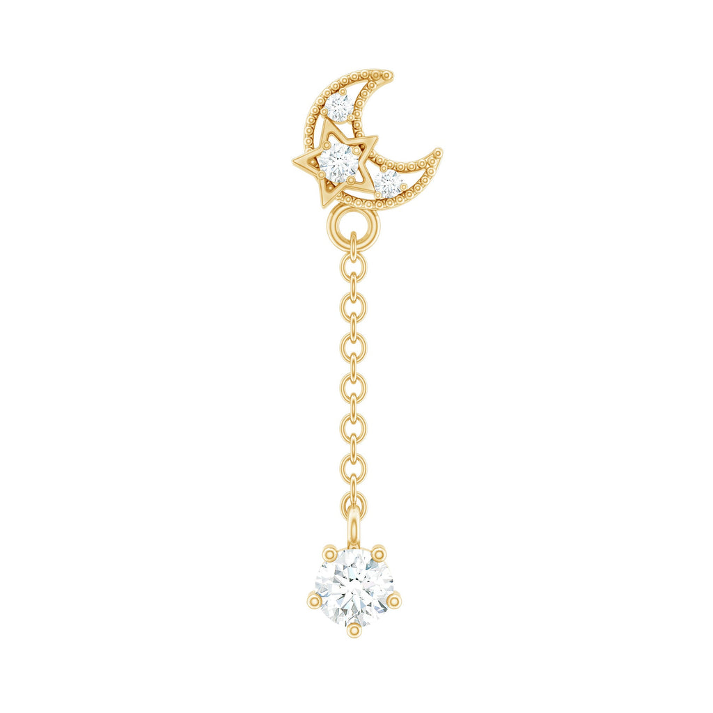 Moissanite Celestial Chain Drop Earring for Helix Piercing