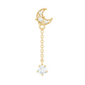 Moissanite Celestial Chain Drop Earring for Helix Piercing