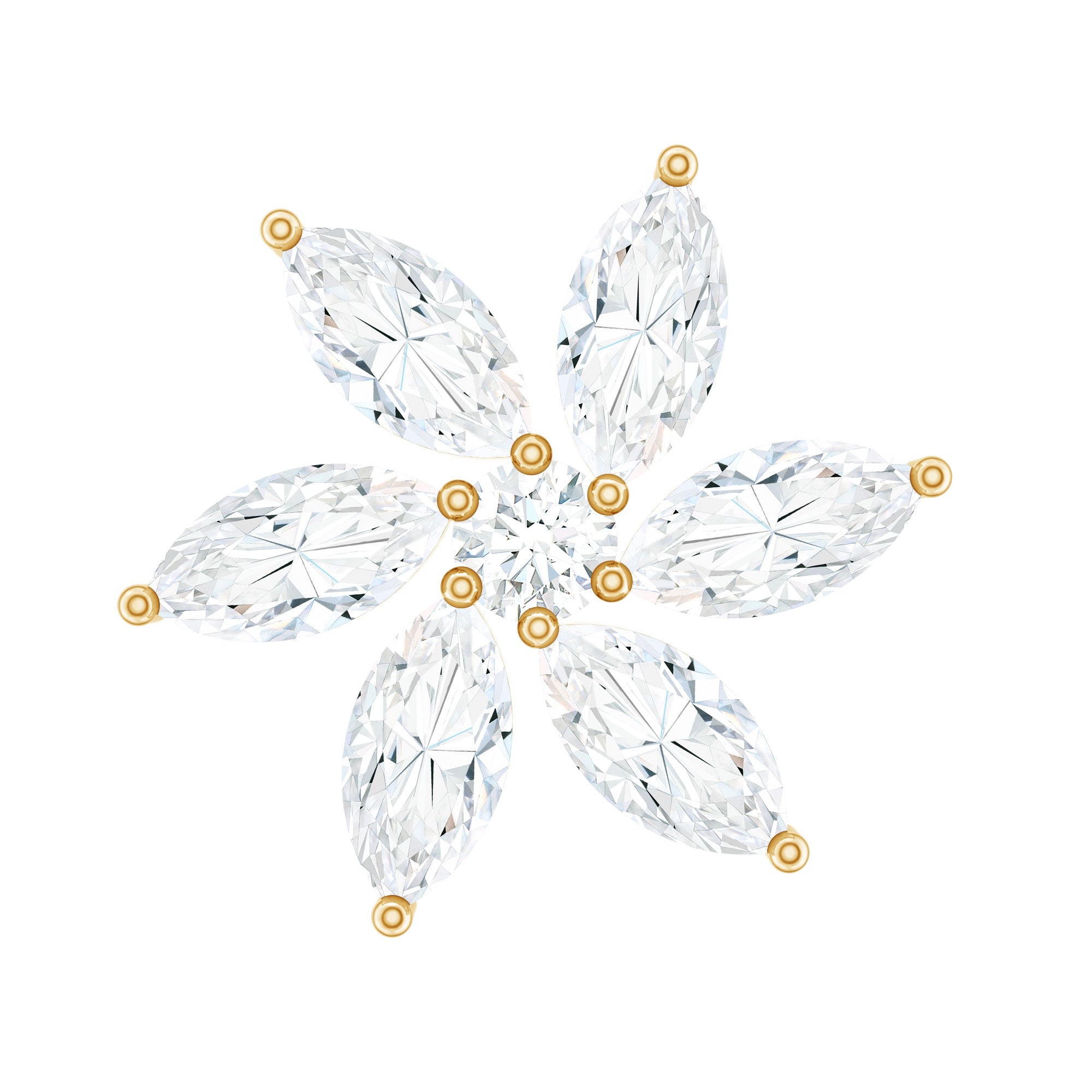 Marquise Moissanite Flower Earring for Cartilage Piercing