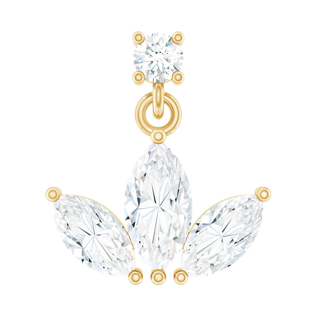 Marquise Cut Moissanite Lotus Flower Drop Helix Earring
