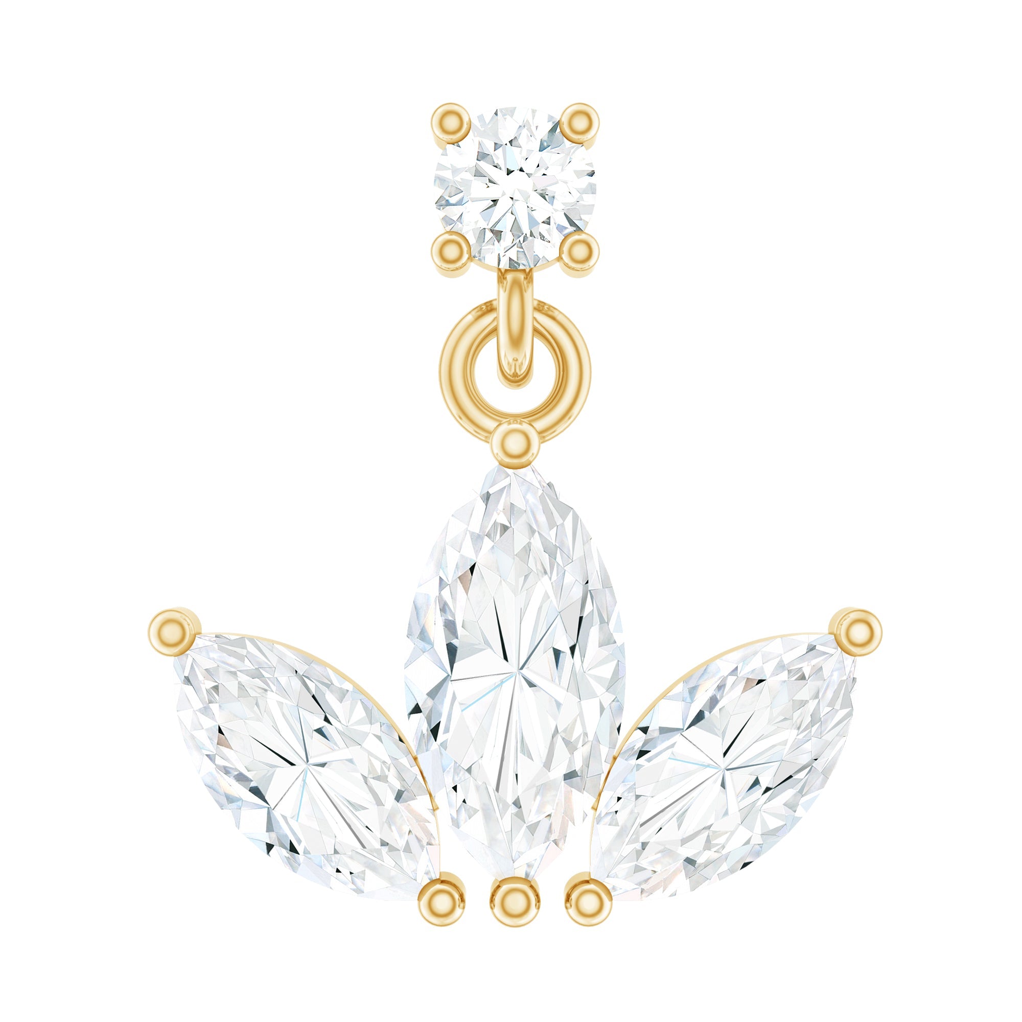 Marquise Cut Moissanite Lotus Flower Drop Helix Earring
