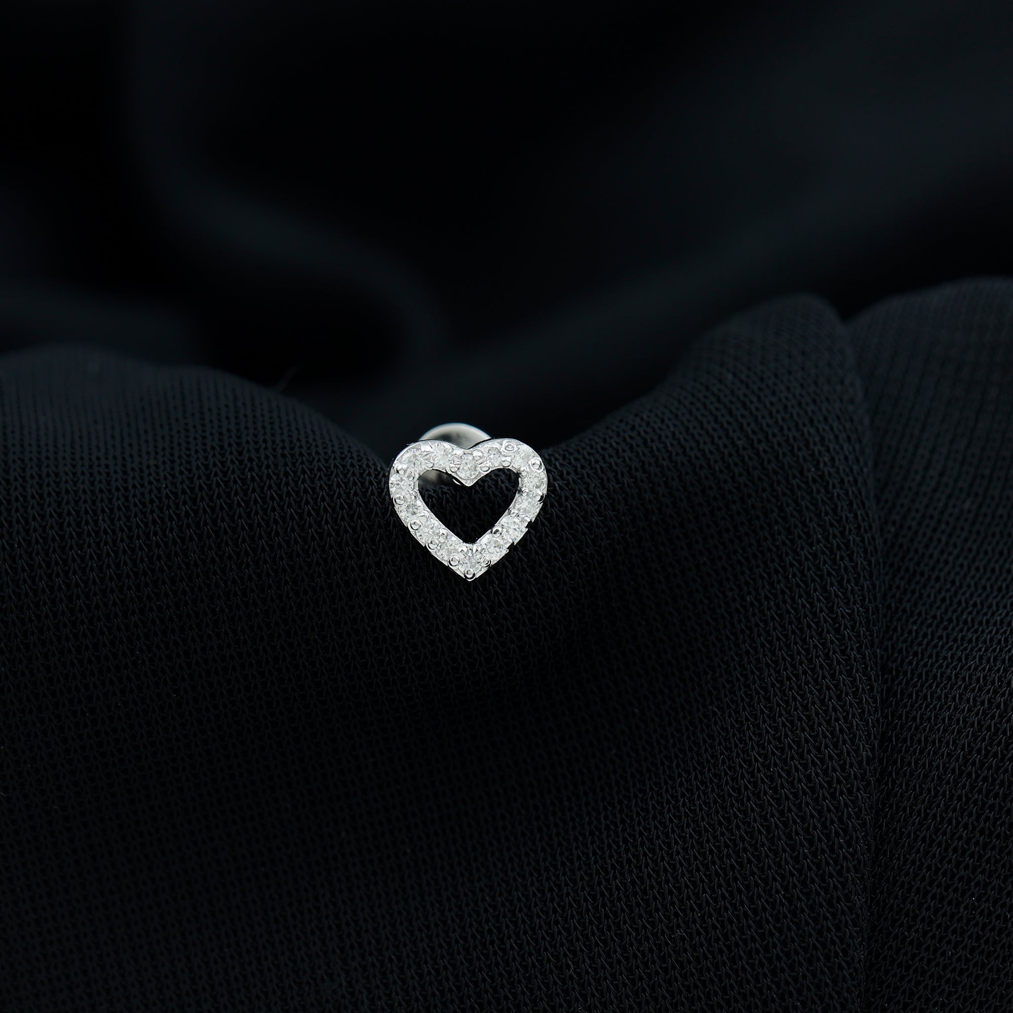 Certified Moissanite Open Heart Earring for Helix Piercing