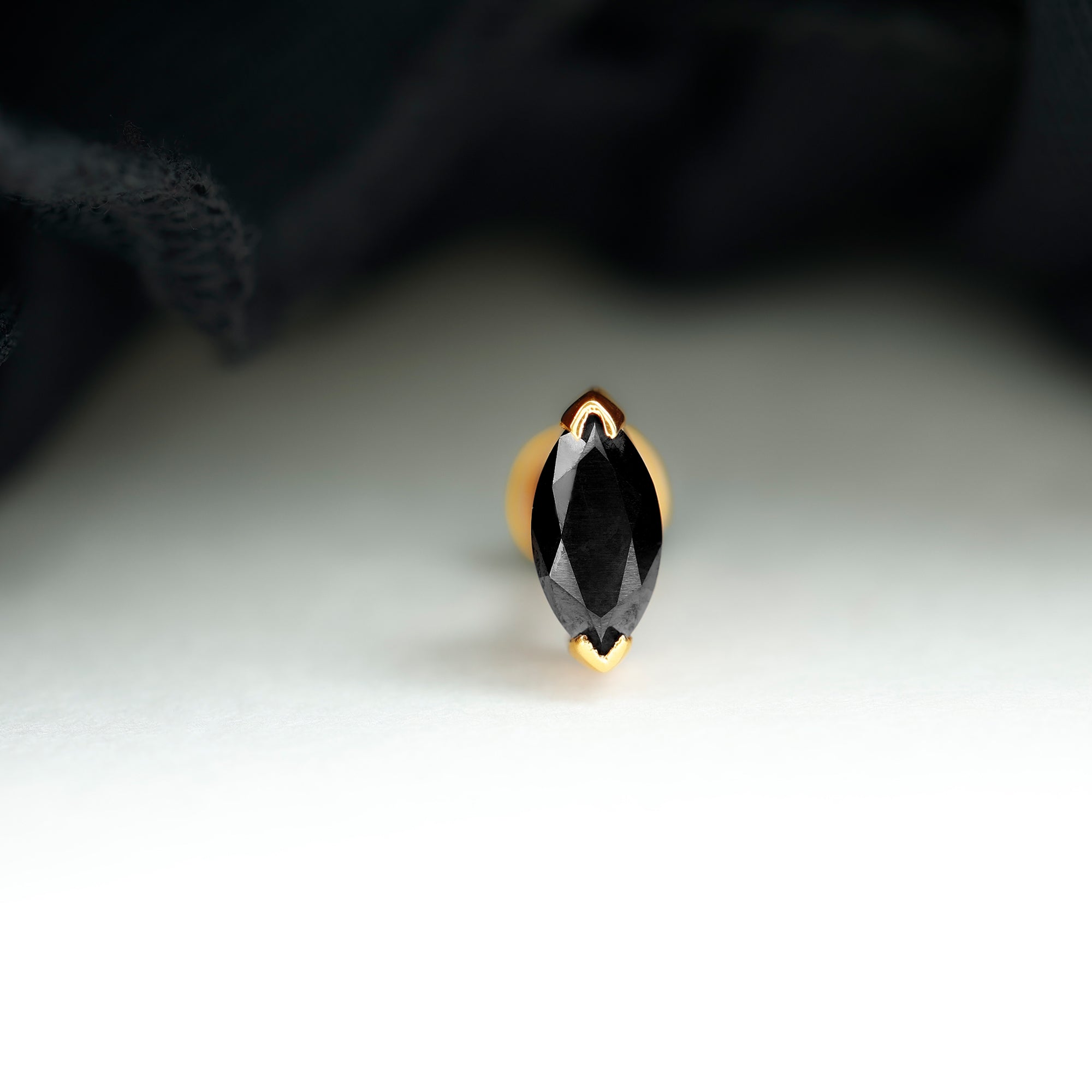 Natural 0.74 Carat Marquise Shape Black Onyx Conch Earring