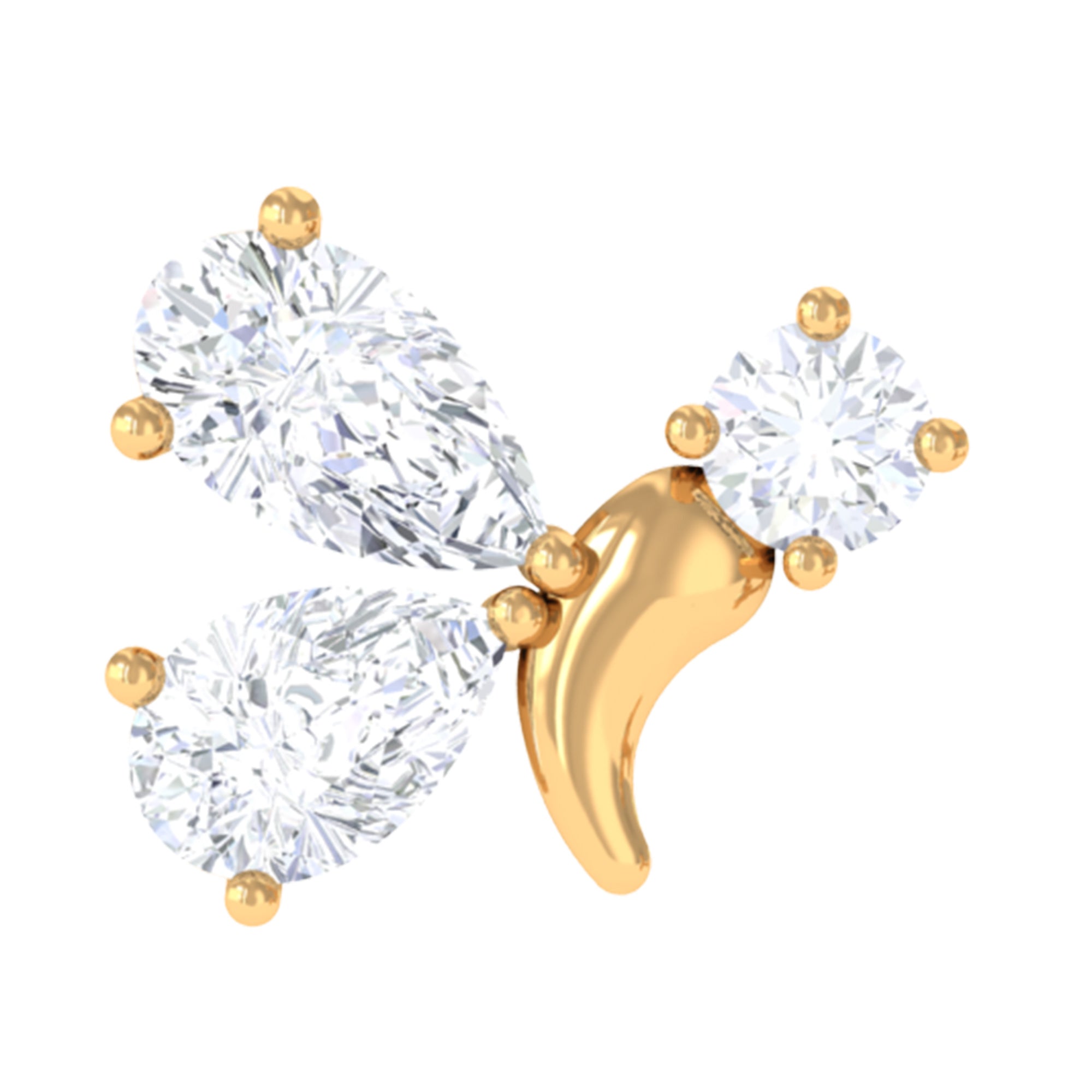 Dainty Moissanite Fly Earring for Helix Piercing