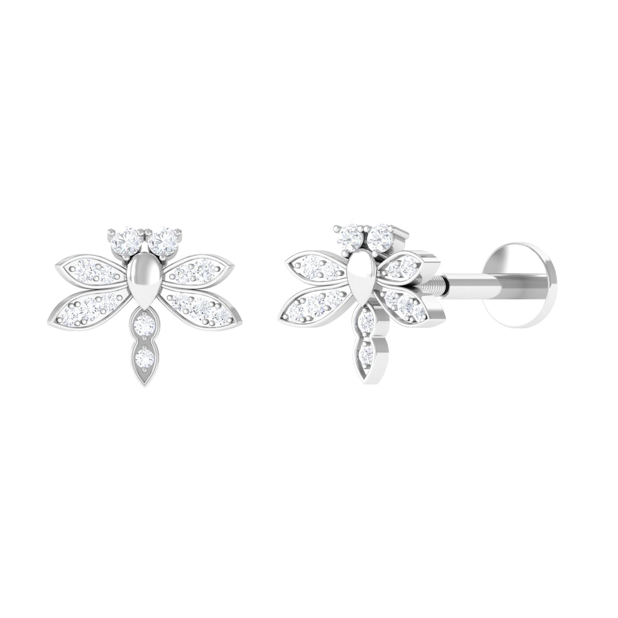 Diamond Dragon Fly Earring for Helix Piercing