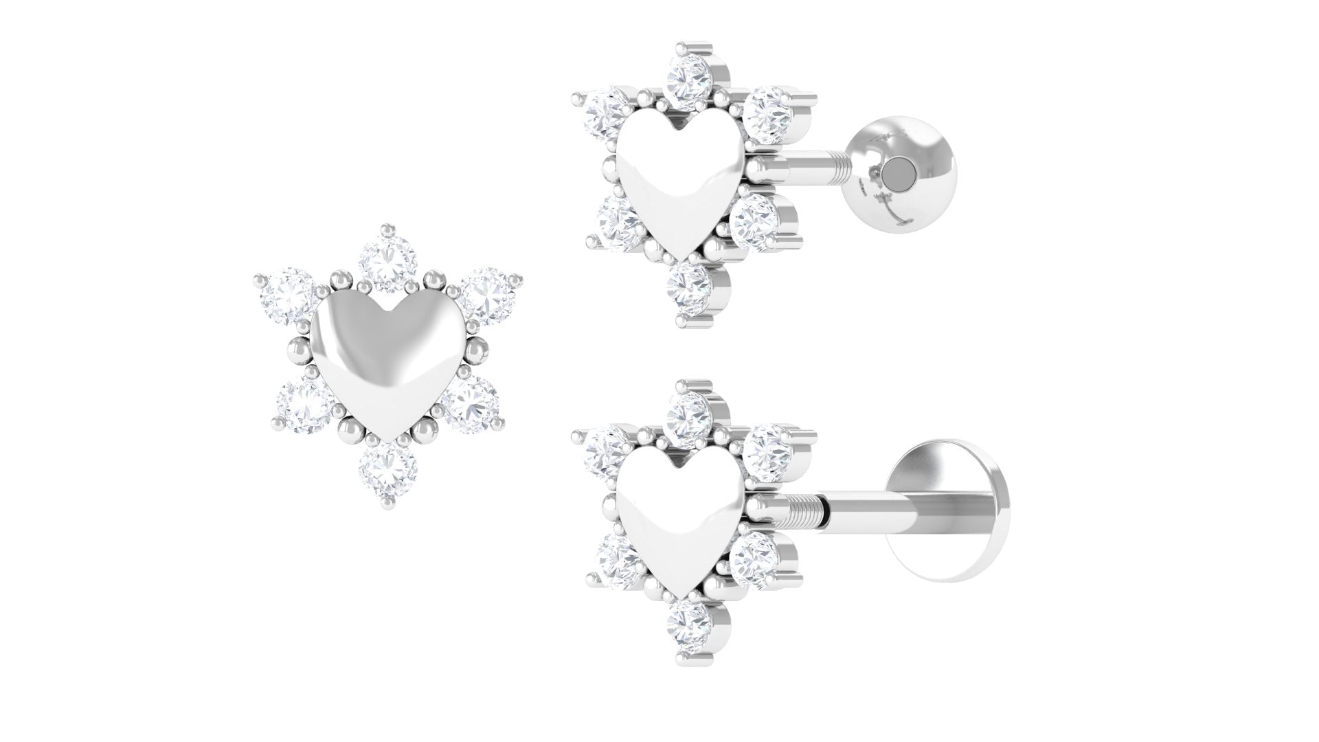 Diamond Heart Upper Lobe Earring
