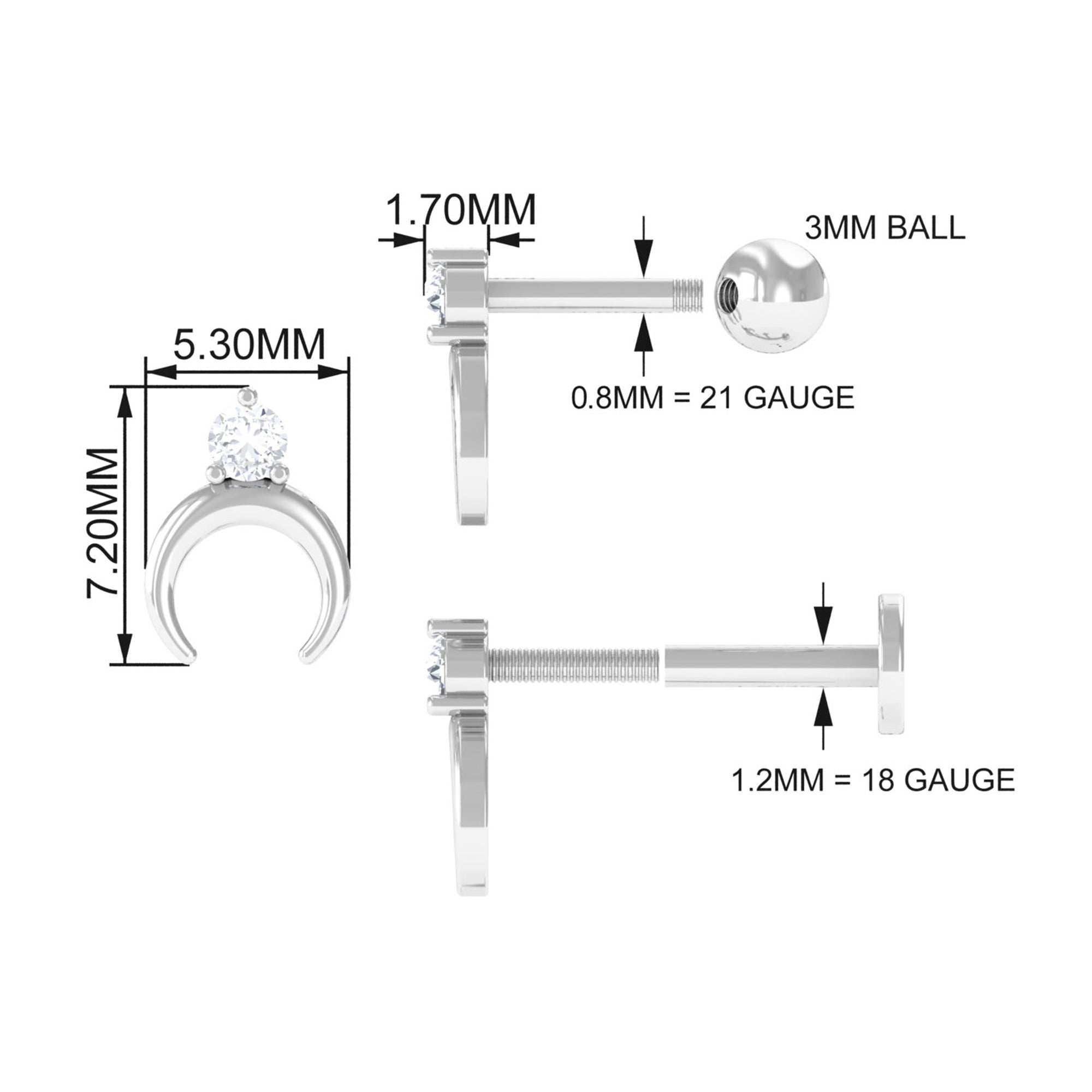 Diamond Minimalist Earring for Helix Piercing