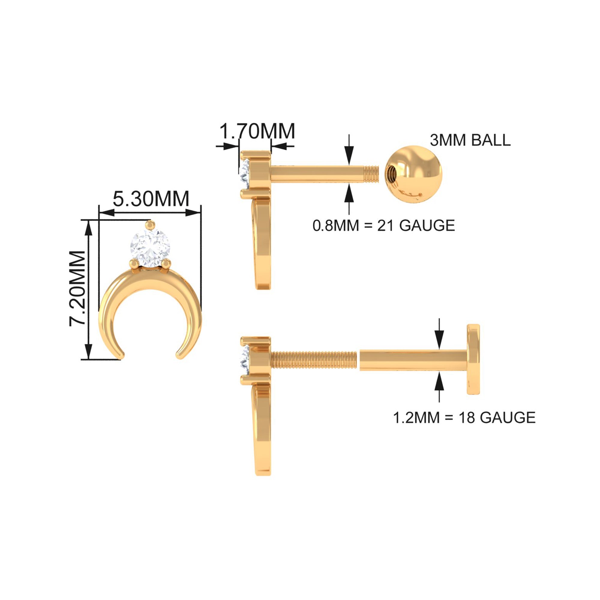 Diamond Minimalist Earring for Helix Piercing