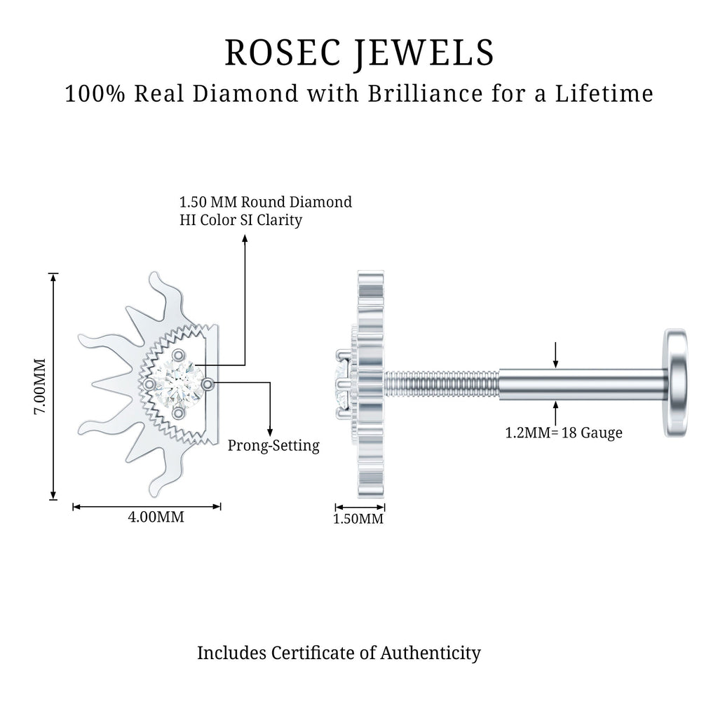Diamond Half Sun Tragus Earring