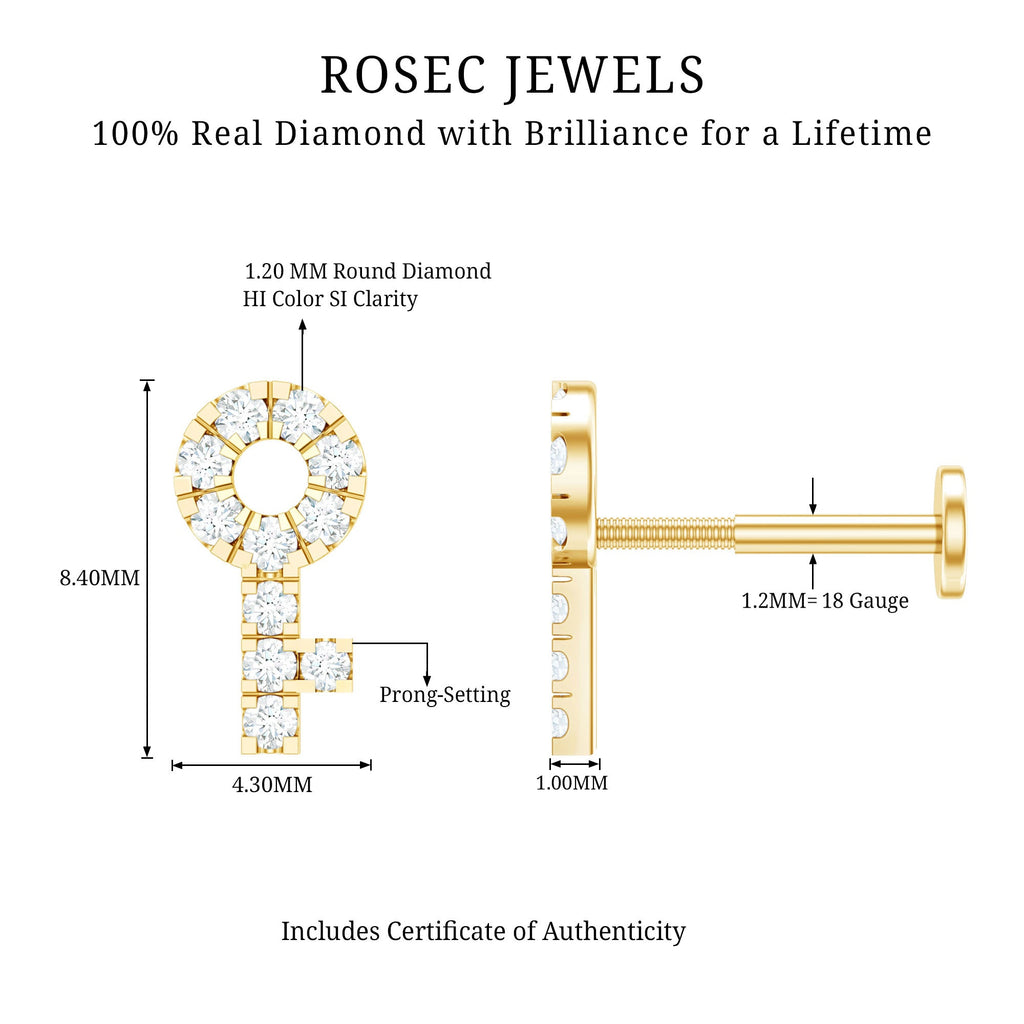 Diamond Key Shape Tragus Earring