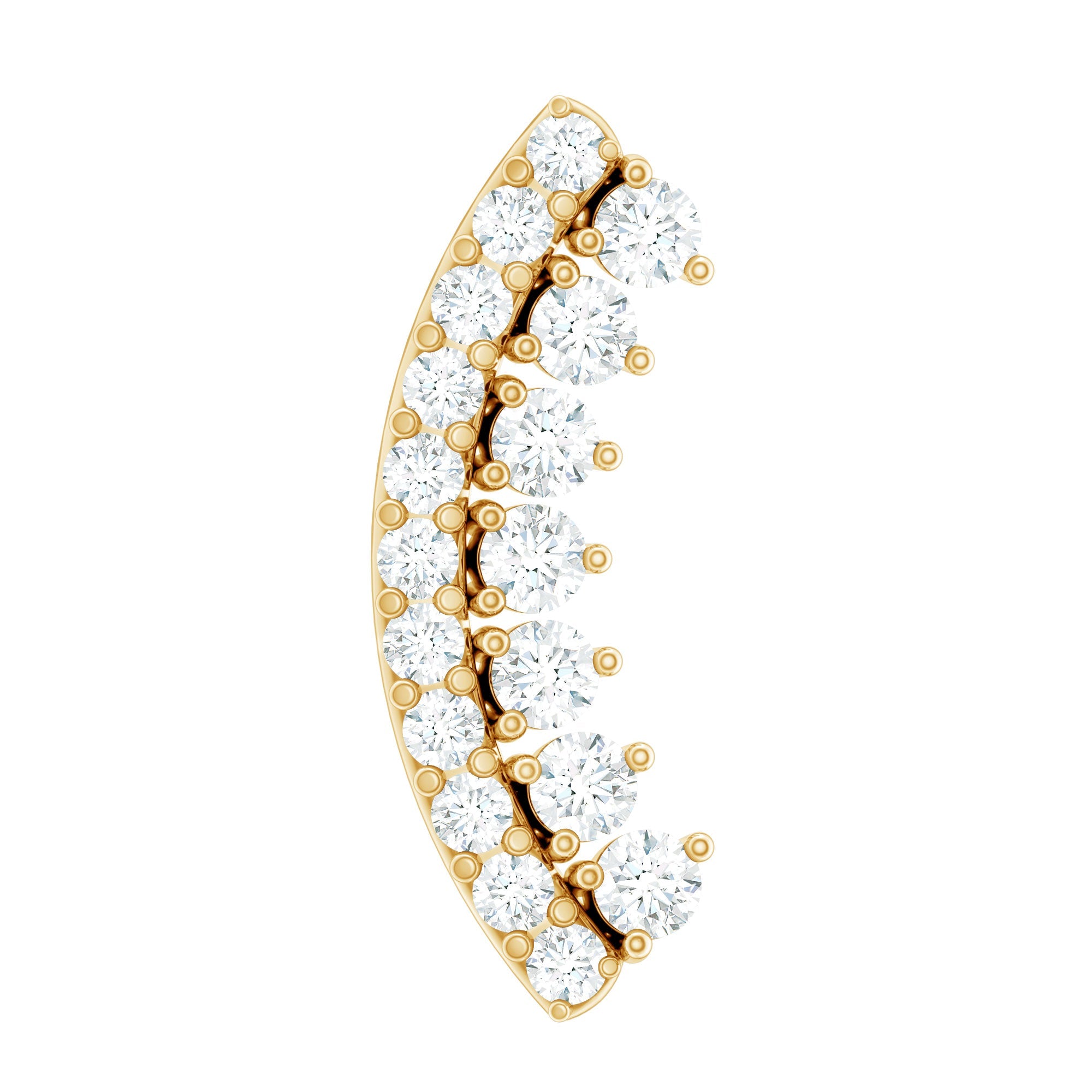 Certified Moissanite Curved Earring for Cartilage Piercing