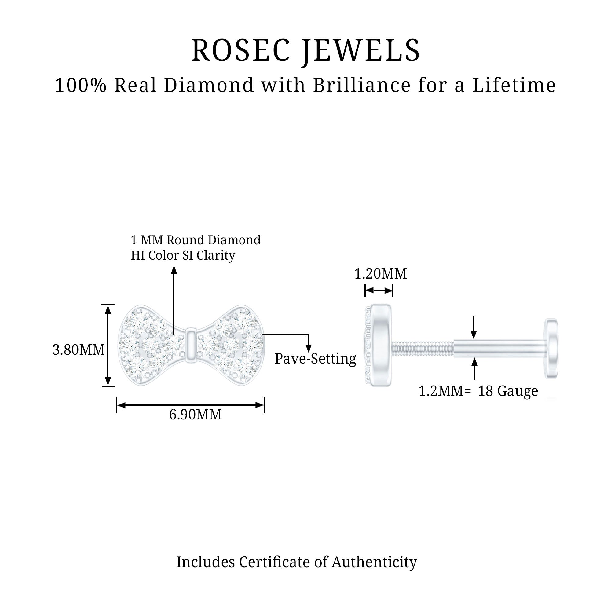 Cute Diamond Bow Earring for Tragus Piercing