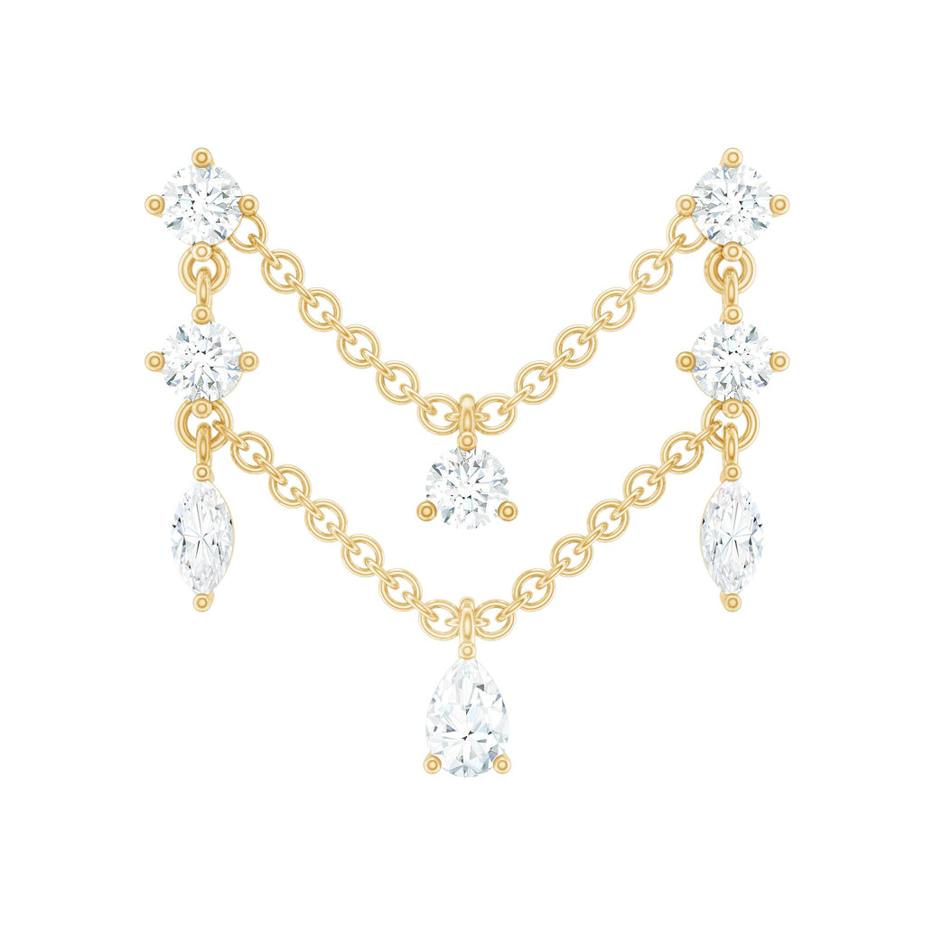 Certified Moissanite Double Chain Helix Earring