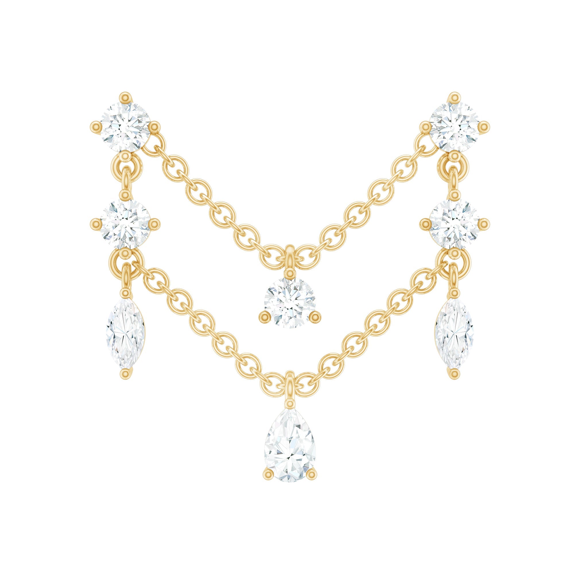 Certified Moissanite Double Chain Helix Earring