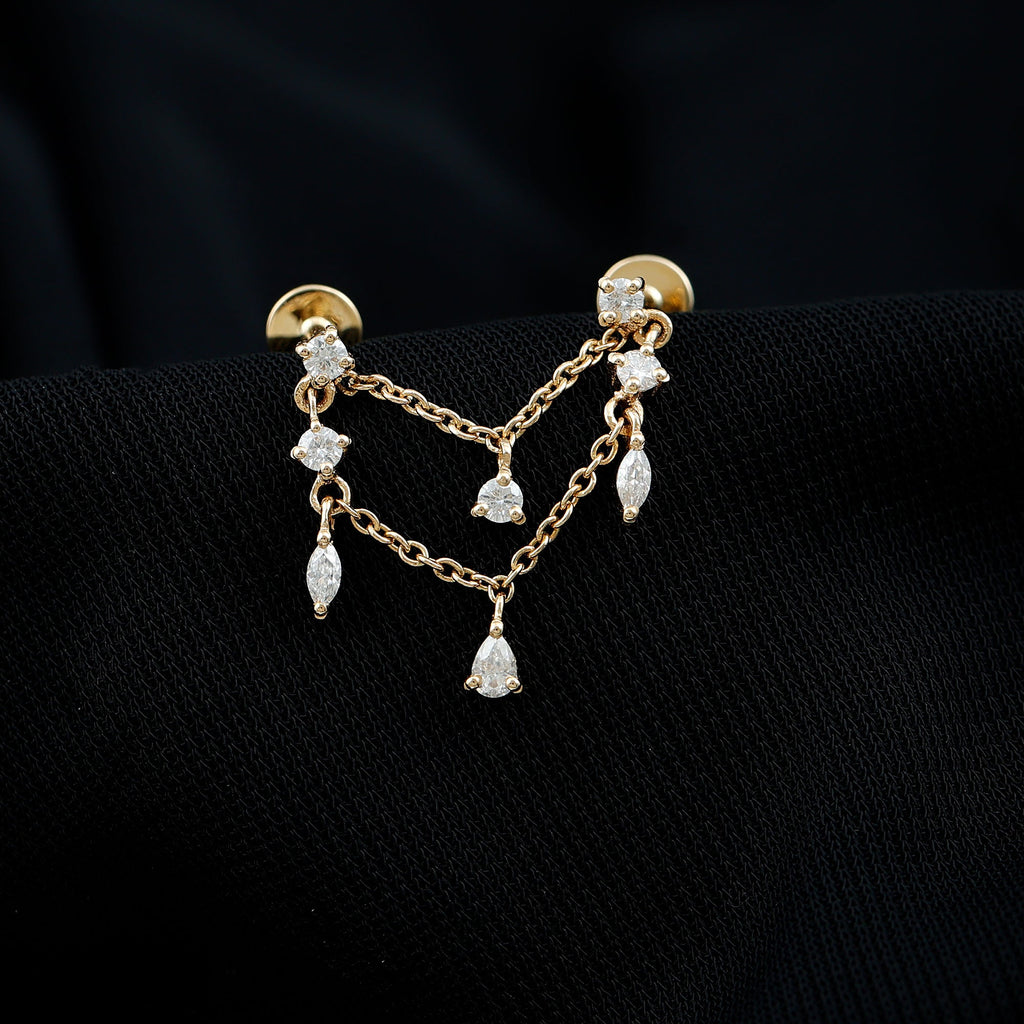 Certified Moissanite Double Chain Helix Earring