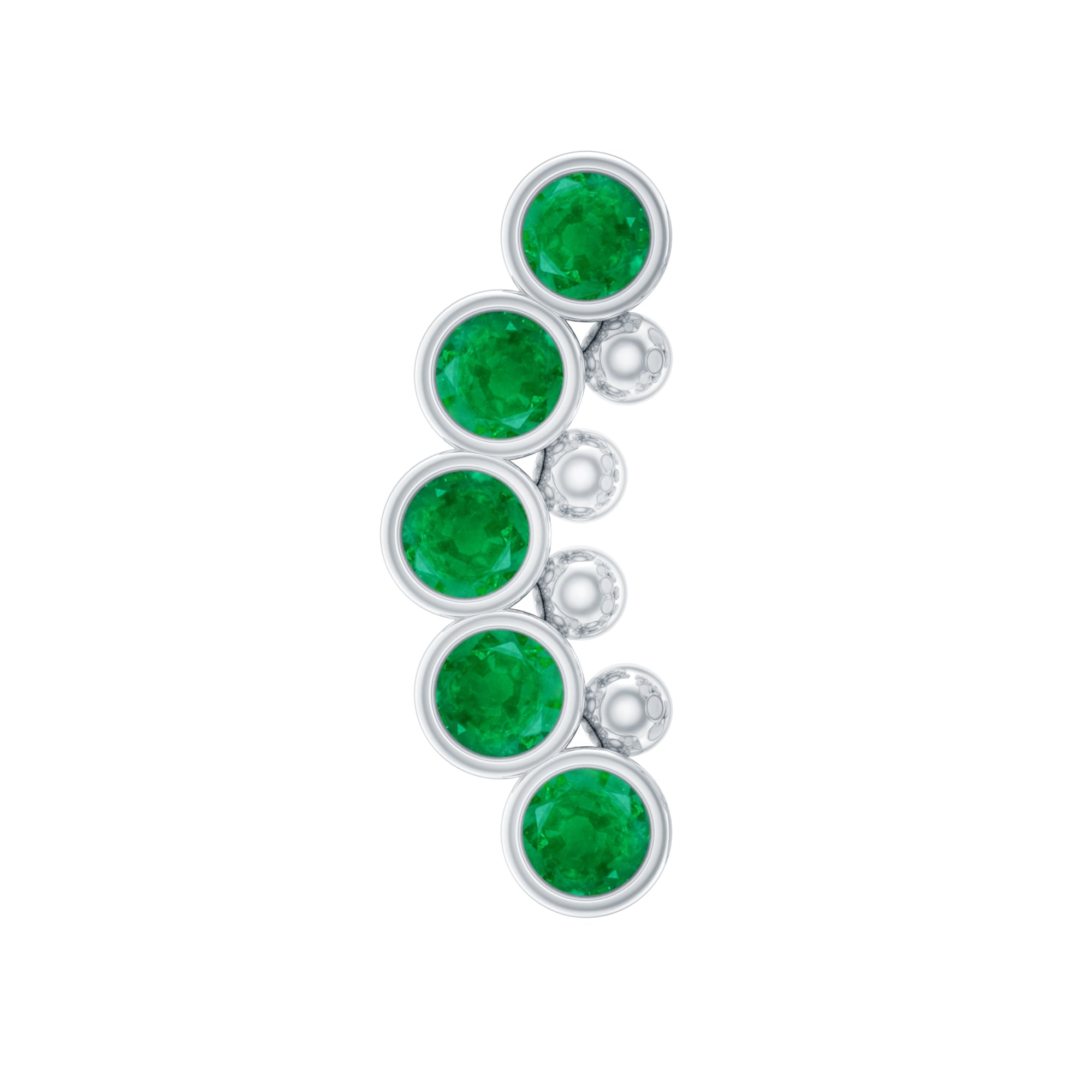 Natural Emerald Curved Climber Earring for Helix Piercing