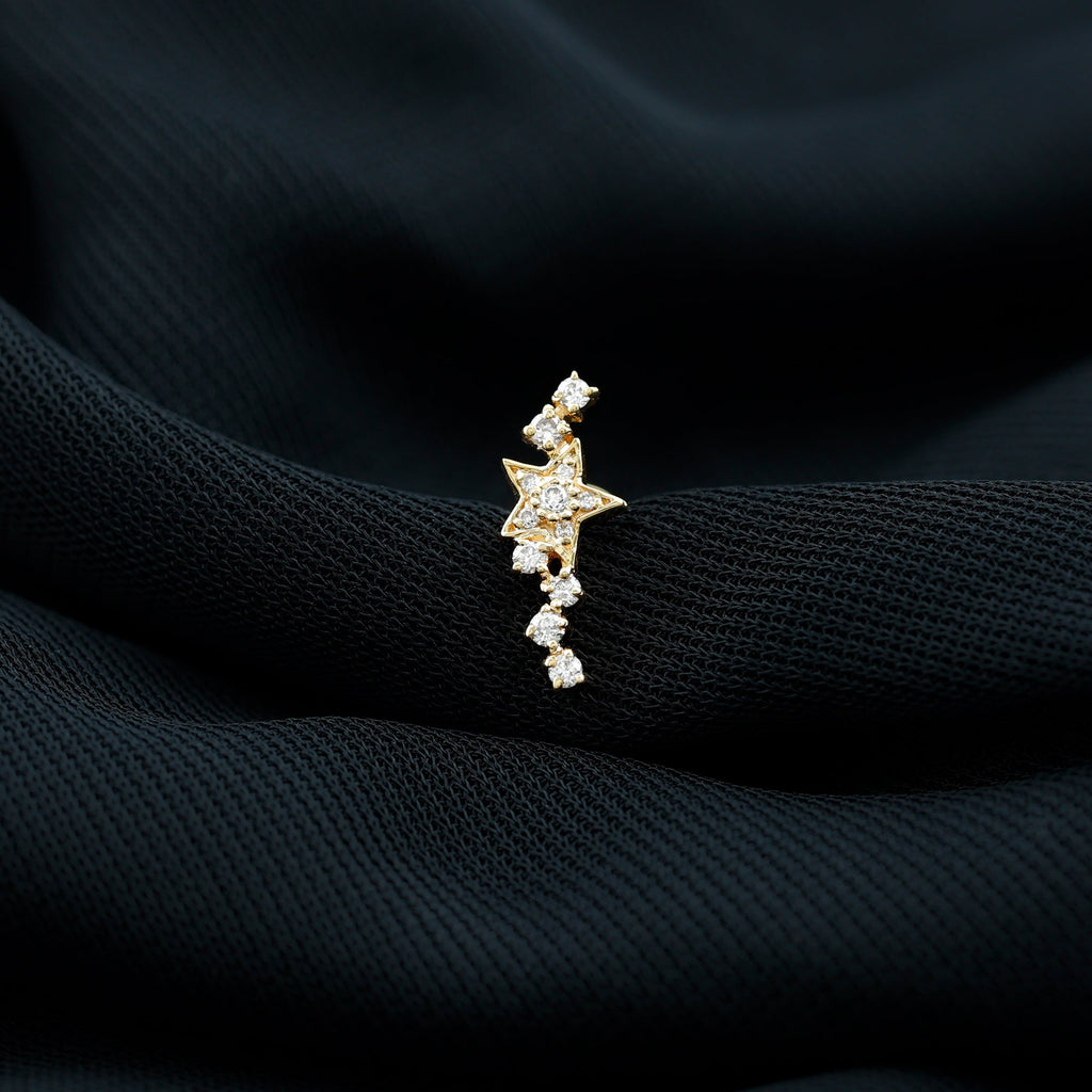 Certified Diamond Star Crawler Earring for Helix Piercing