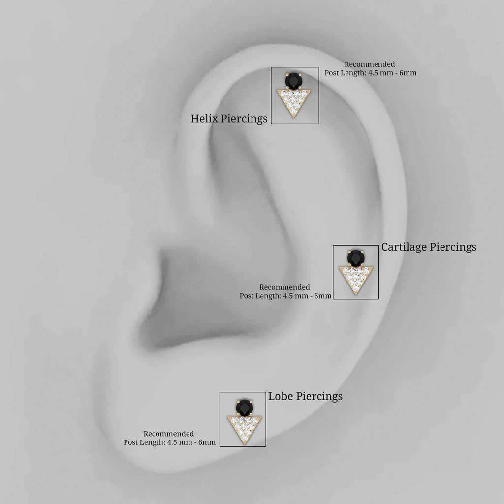 Black Onyx and Diamond Triangle Cartilage Earring
