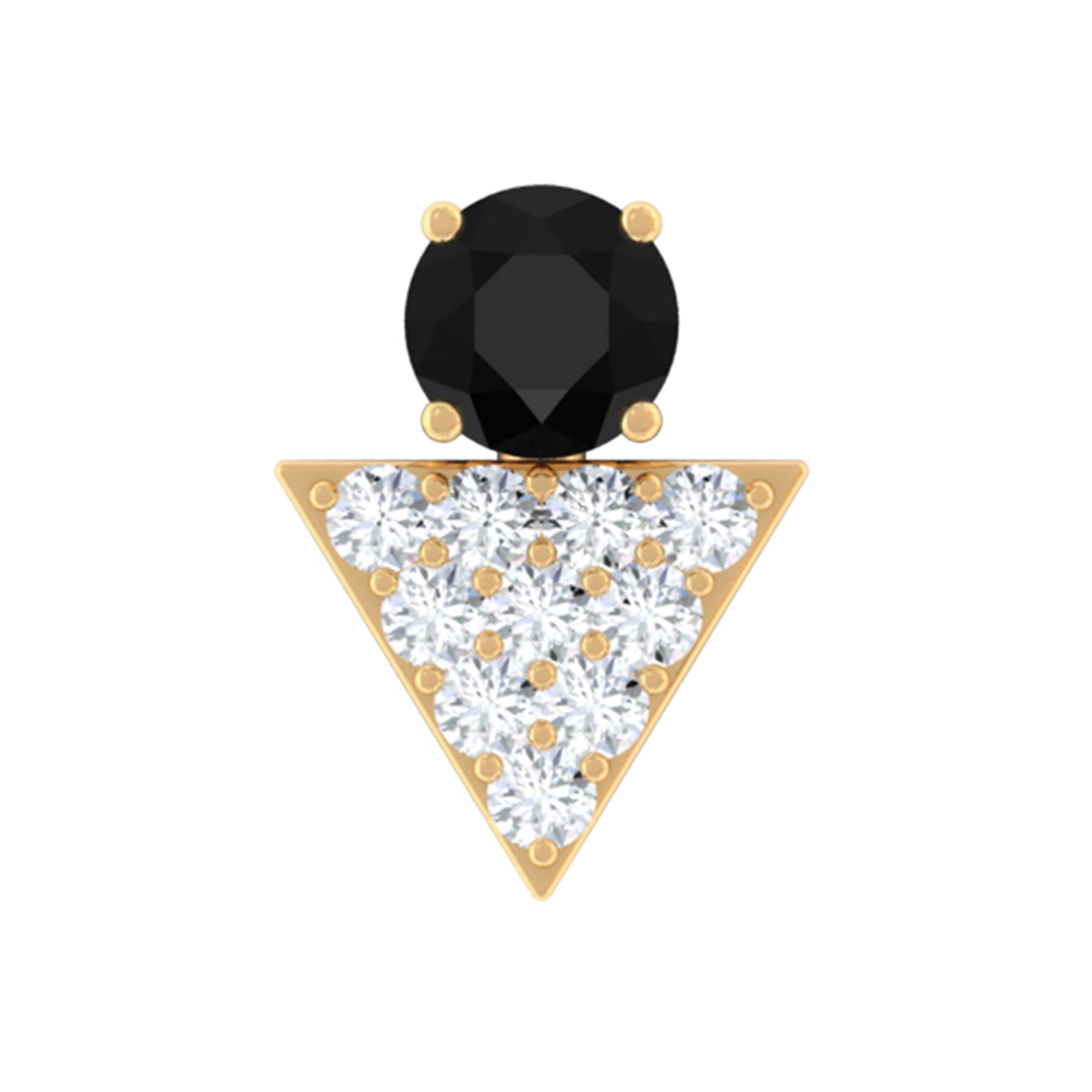 Black Onyx and Diamond Triangle Cartilage Earring