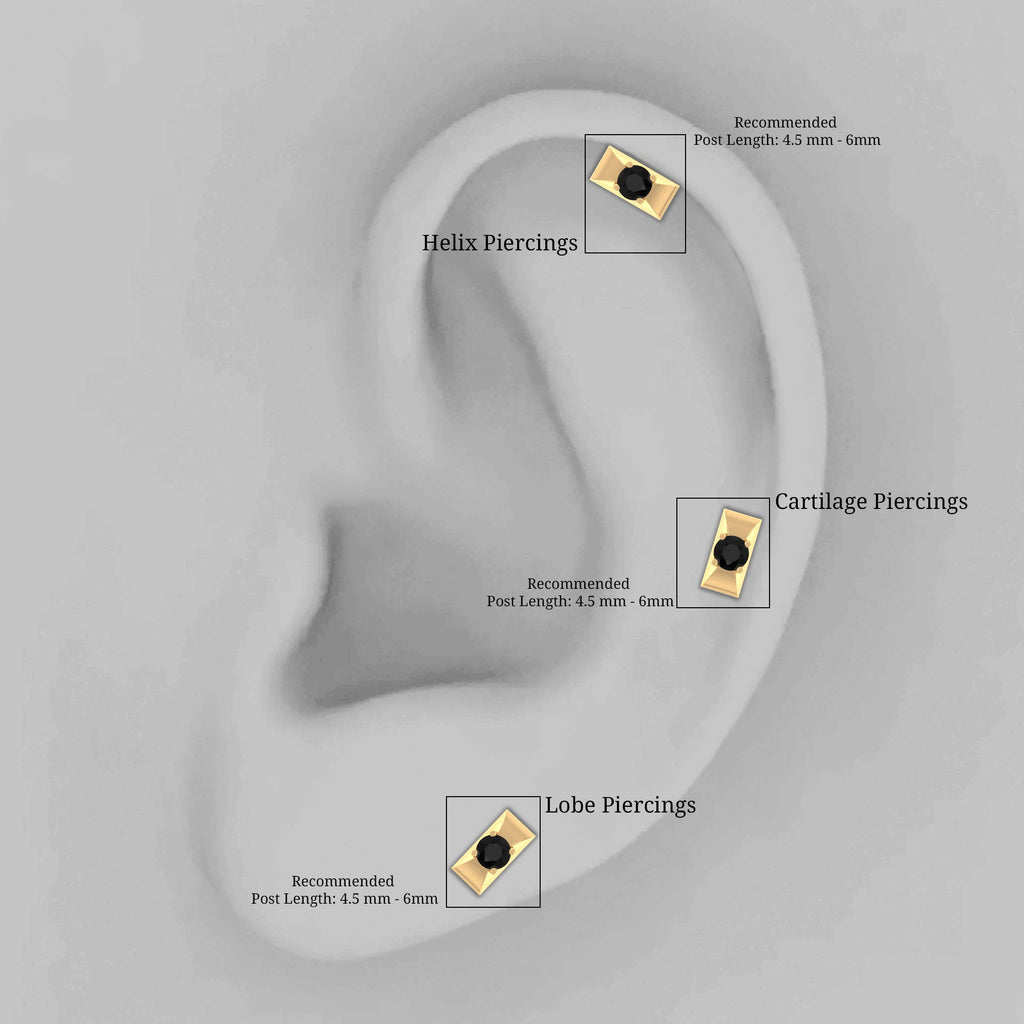Round Cut Solitaire Black Onyx Bar Tragus Earring