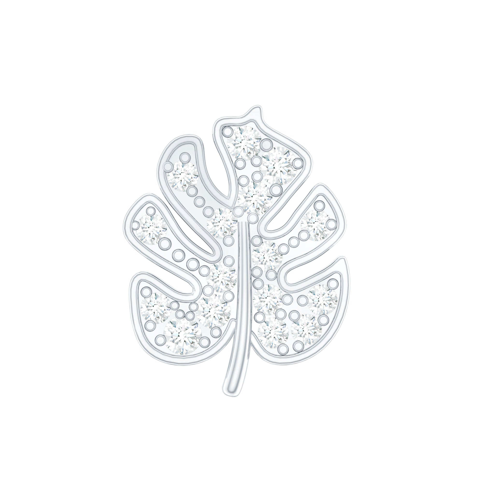 Diamond Leaf Earring for Cartilage Piercing